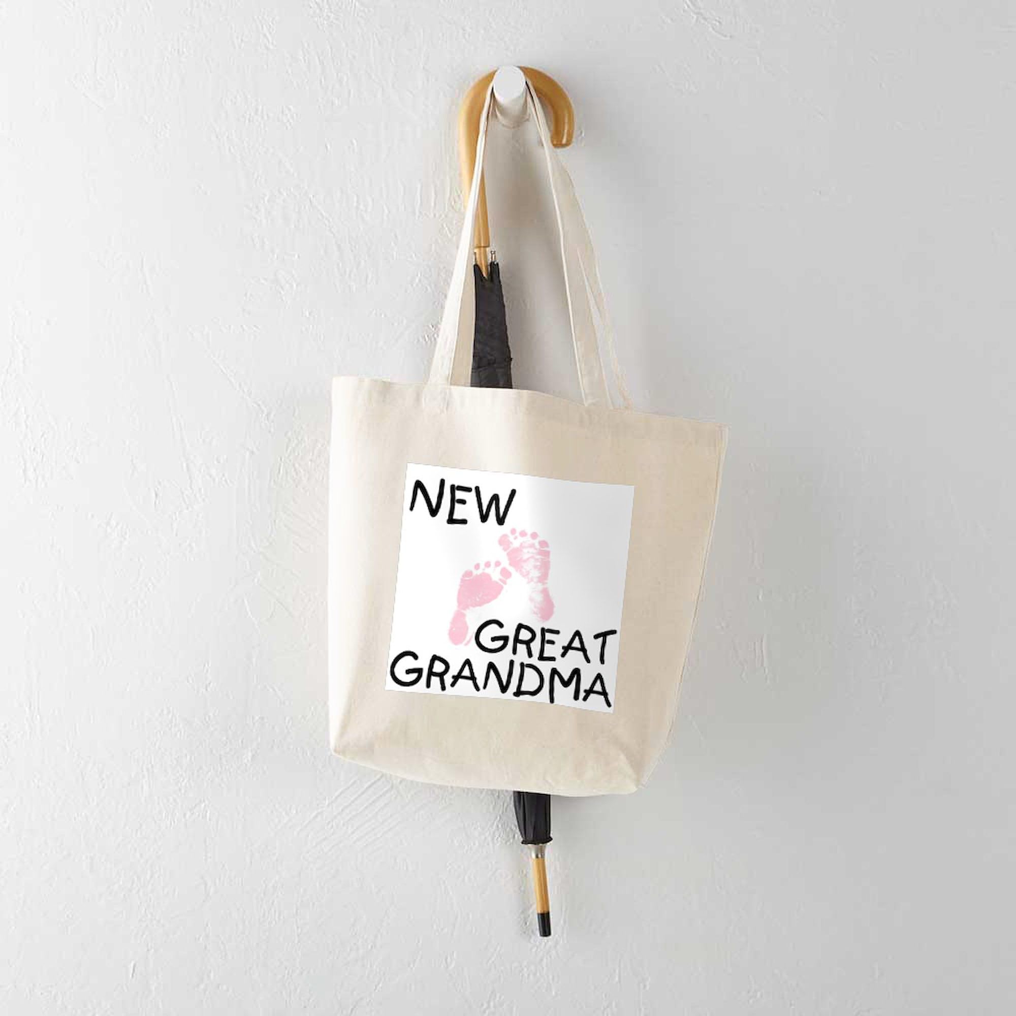 Natural Canvas Tote Bag - Reusable Shopping Bag for Great Grandma (Pink) | Eco-Friendly Grocery Bag, Gift for Grandmothers, Perfect for Shopping, Beach & Daily Use