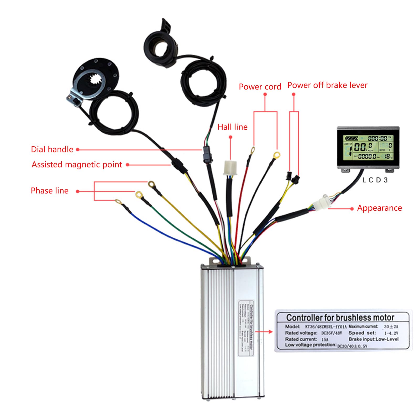 Brushless Motor Speed Controller for Electric Bicycles & Scooters - LCD Display, E-Bike Upgrade Kit | Perfect for Commuting, Off-Roading & DIY Modifications