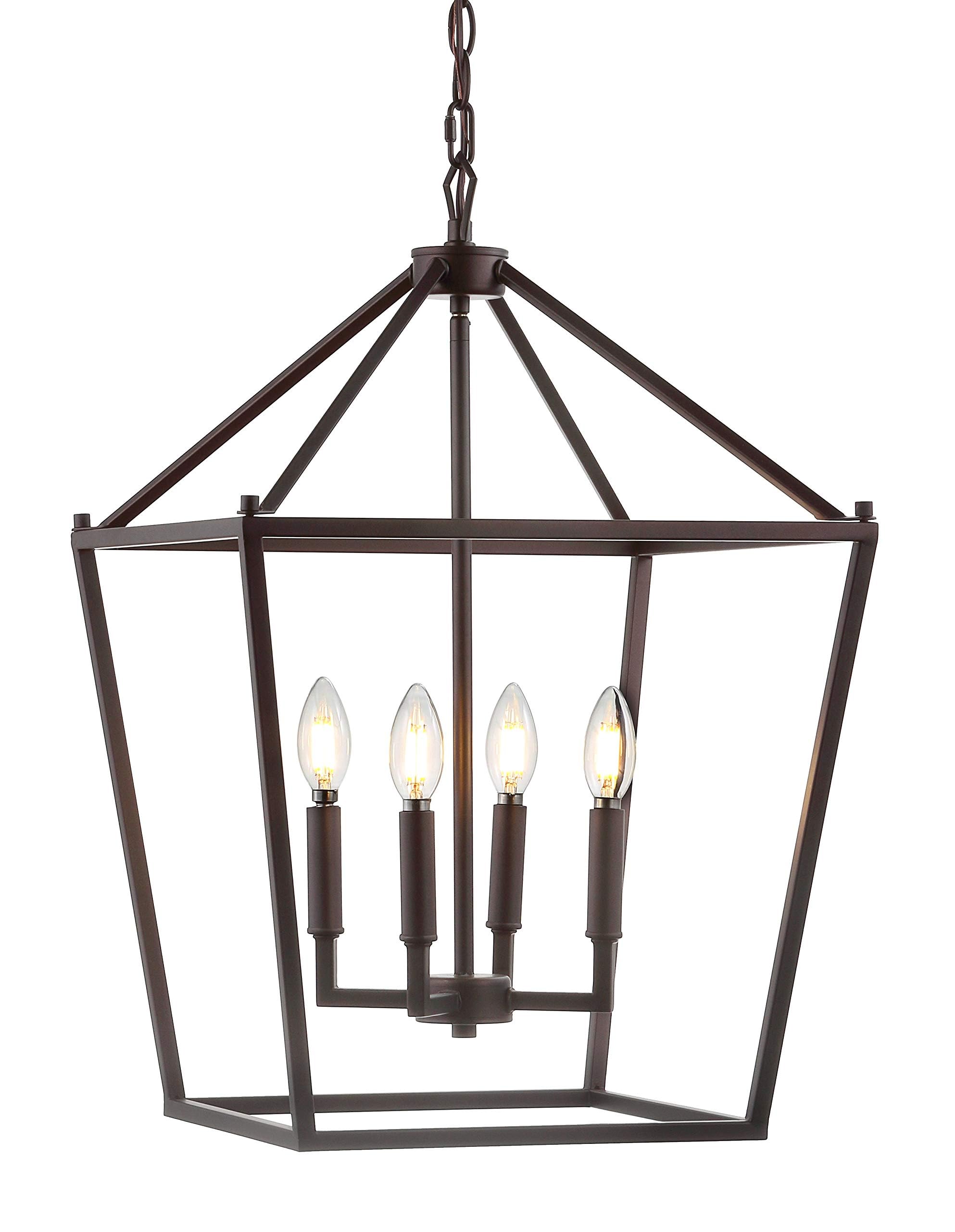JYL7437A Pagoda Lantern Dimmable LED Pendant Light - 16 Inch Oil Rubbed Bronze Farmhouse Lighting for Dining Room, Living Room, Kitchen, Foyer, Bedroom & Hallway | Classic Traditional Design with Adjustable Brightness | Perfect for Rustic, Vintage and Asian-Inspired Home Decor