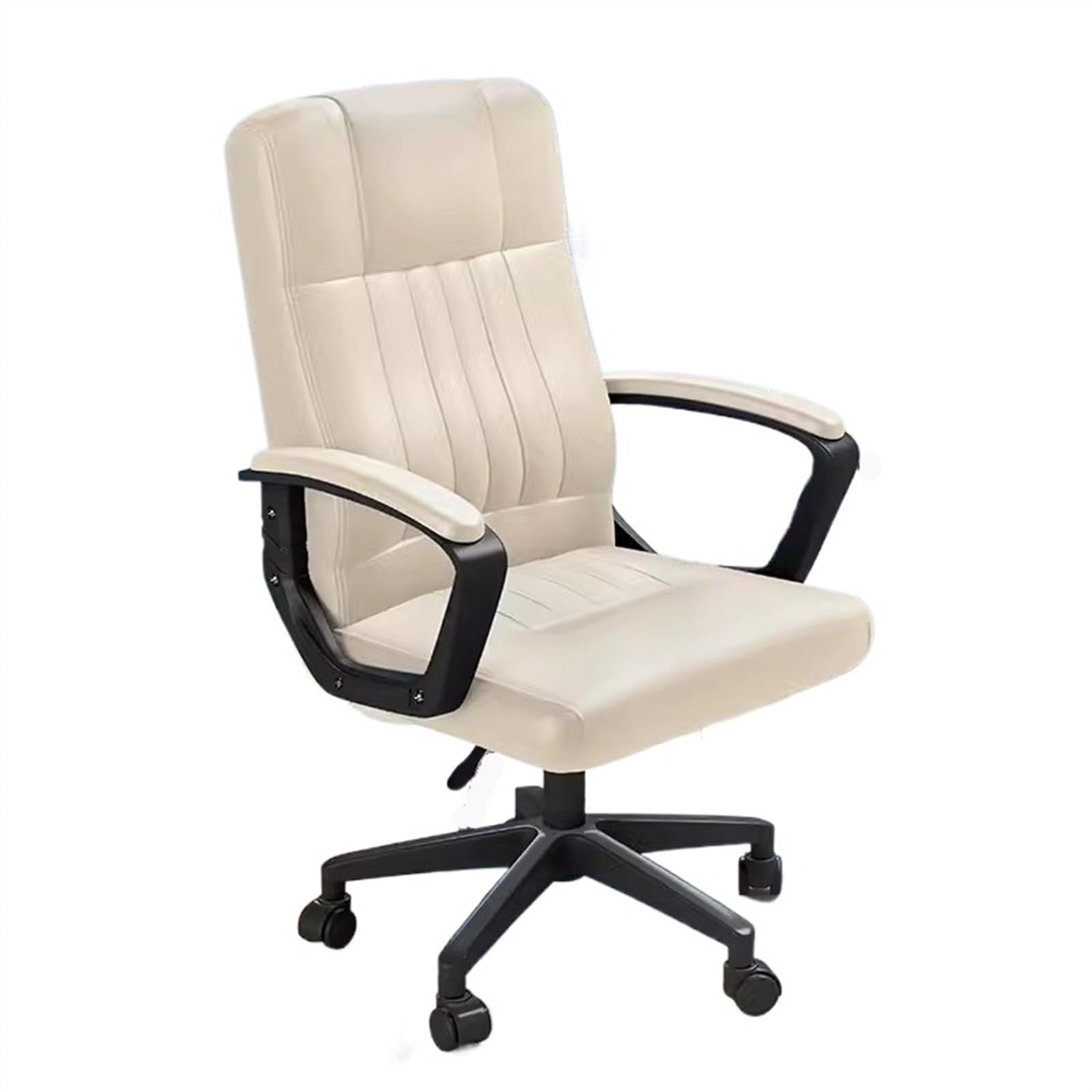 Ergonomic PU Leather Office Chair - Adjustable Height Swivel Rolling Desk Chair for Home Office, Study & Conference Room - Comfortable Work Chair for Long Hours (White) - Perfect for Remote Work & Video Meetings