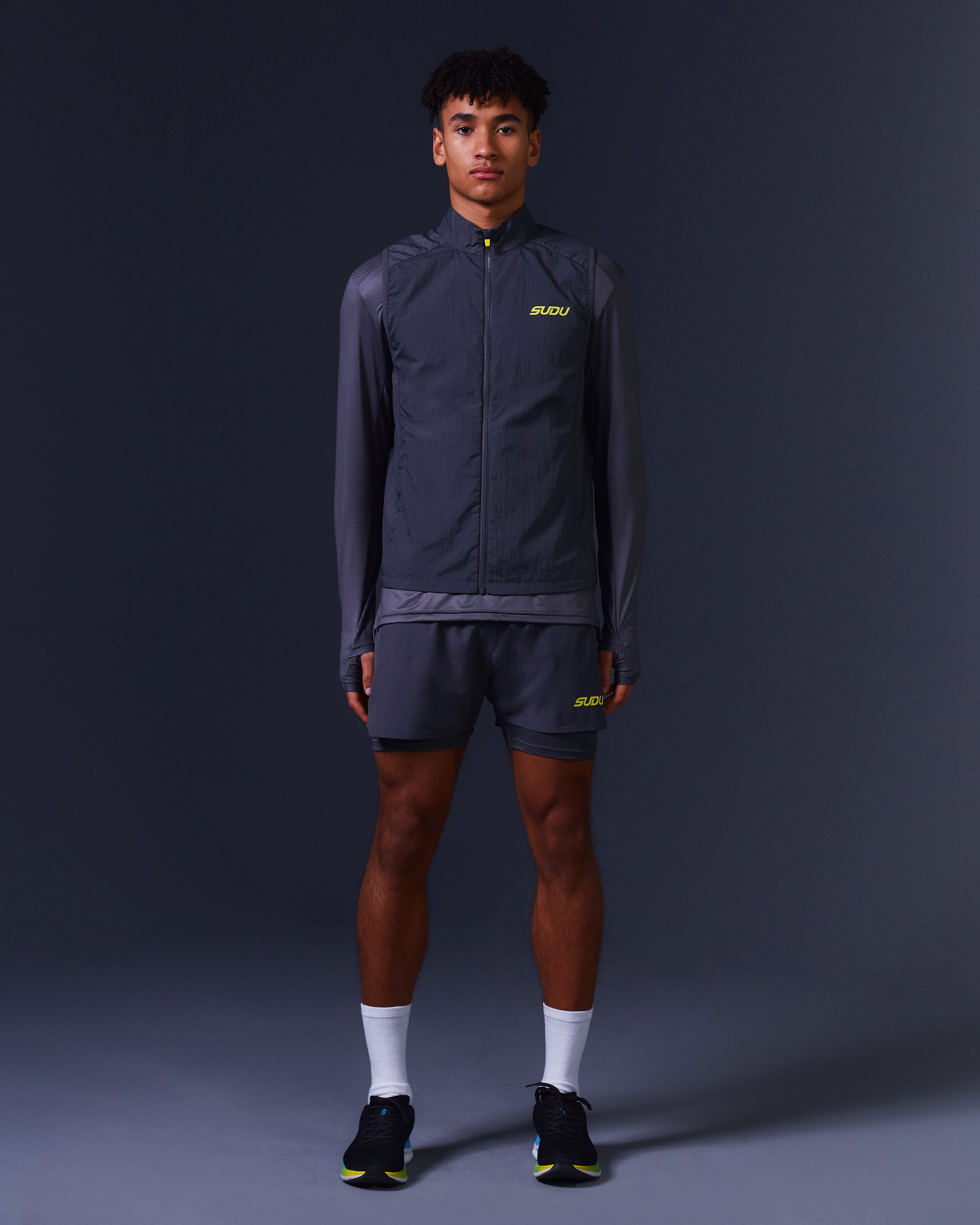 SRG 01 Men's Lightweight Vest Jacket - Grey & Yellow Color Block Design for Outdoor Hiking, Running & Casual Wear