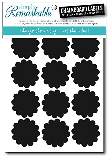 Flower Chalkboard Labels - 36 Reusable Adhesive Stickers for Organizing
