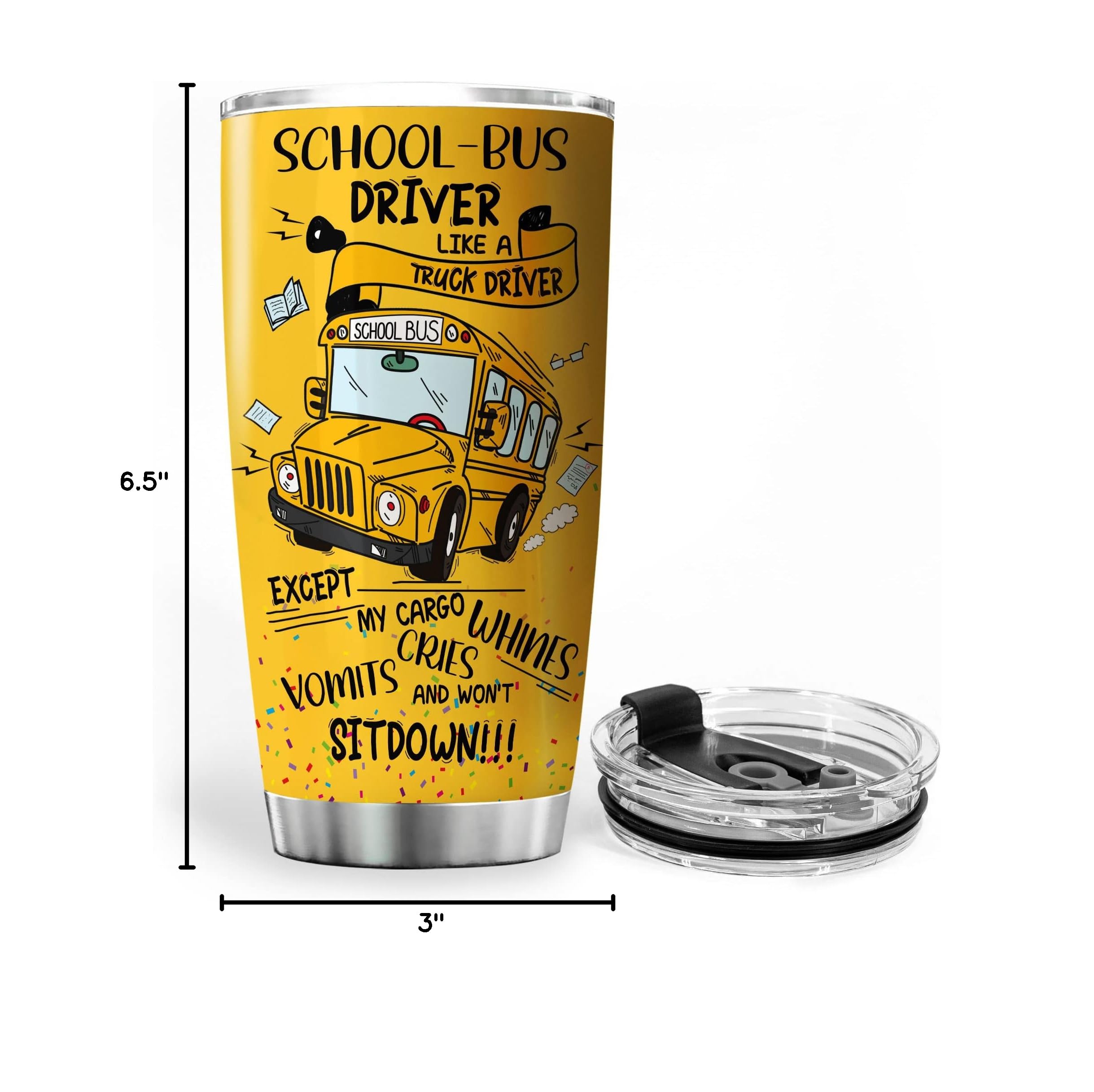 ZOXIX 20oz Insulated Stainless Steel Coffee Tumbler for Bus Drivers - Leak-Proof Travel Mug with Lid, Funny Quotes Design - Perfect for School, Delivery & Commuting - Great Back to School Gift & Bus Driver Appreciation Present