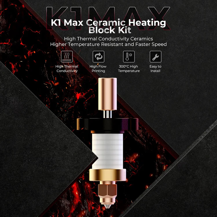 Creality K1 Max Ceramic Heating Block Kit - High-Temperature Resistant 3D Printer Accessory for Ender 3, CR-10 - Perfect for ABS, PLA, PETG Filament Printing