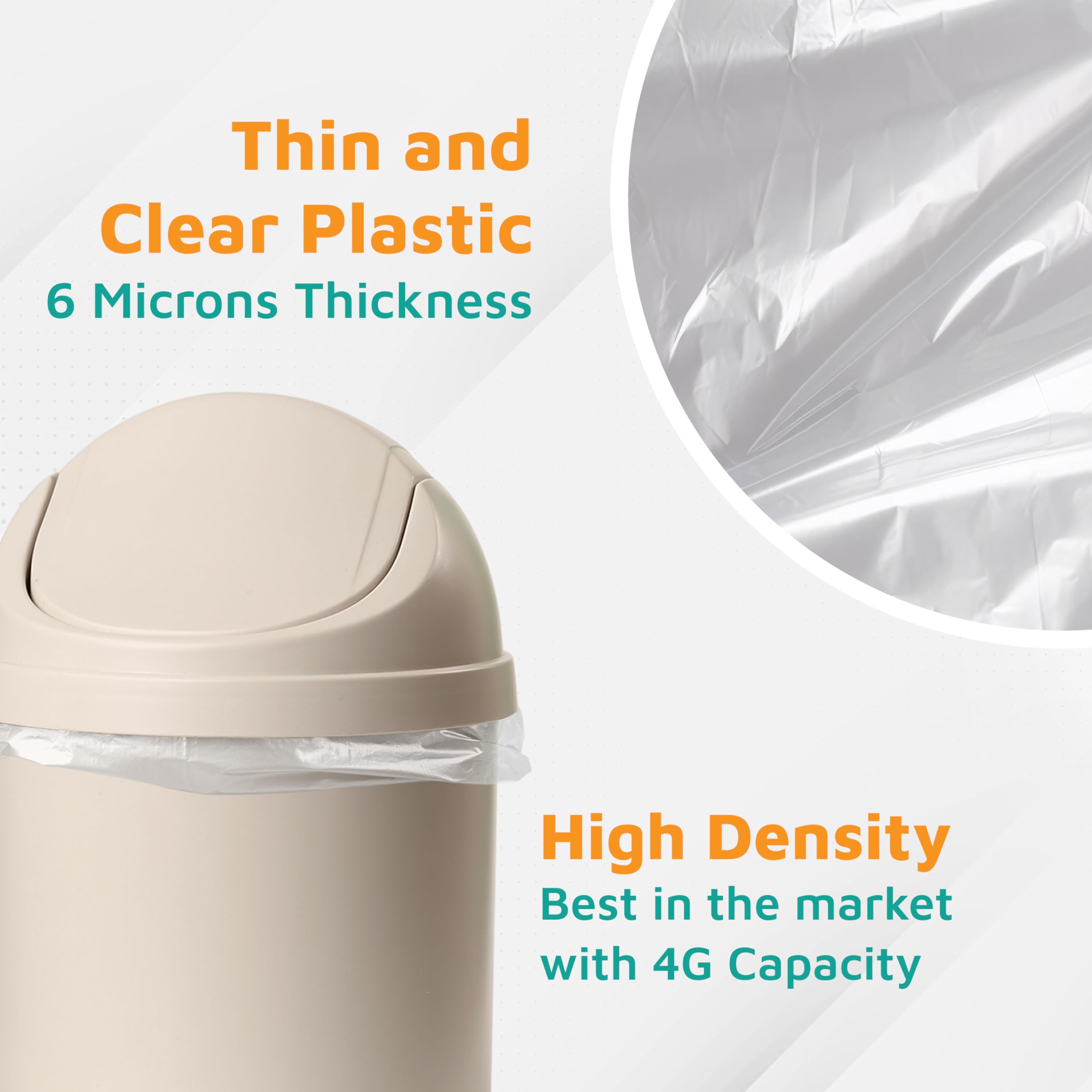 PlasticMill Heavy Duty Clear Trash Bags - 4-Gallon Small Garbage Bags (2,000 Count) - 6 Micron Thick, 17