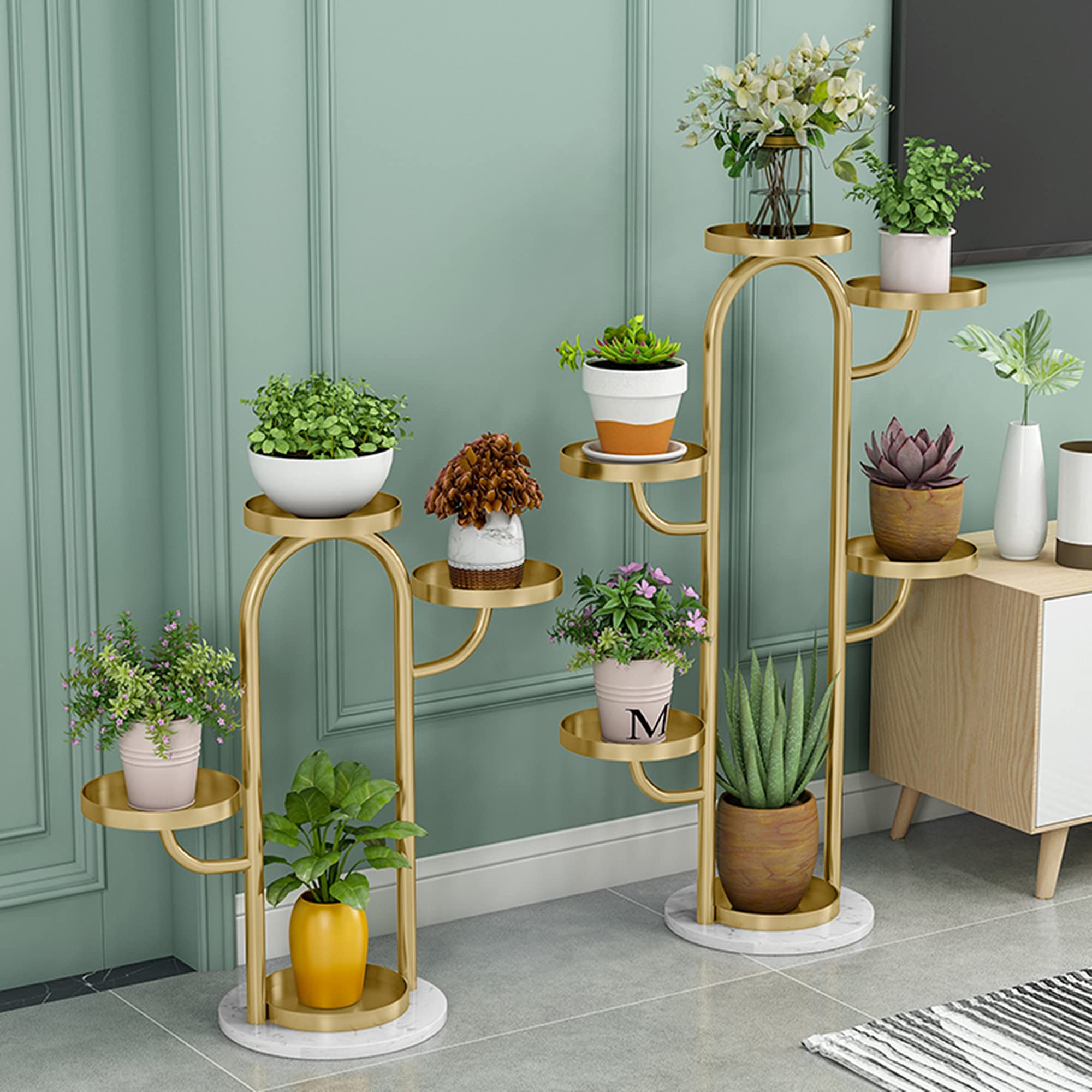 HBIAO Unique 3-Tier Metal Plant Stand - Indoor Outdoor Flower Pot Holder, Ladder Decor Shelf for Home Garden & Patio | Perfect for Displaying Plants in Living Room, Balcony or Backyard