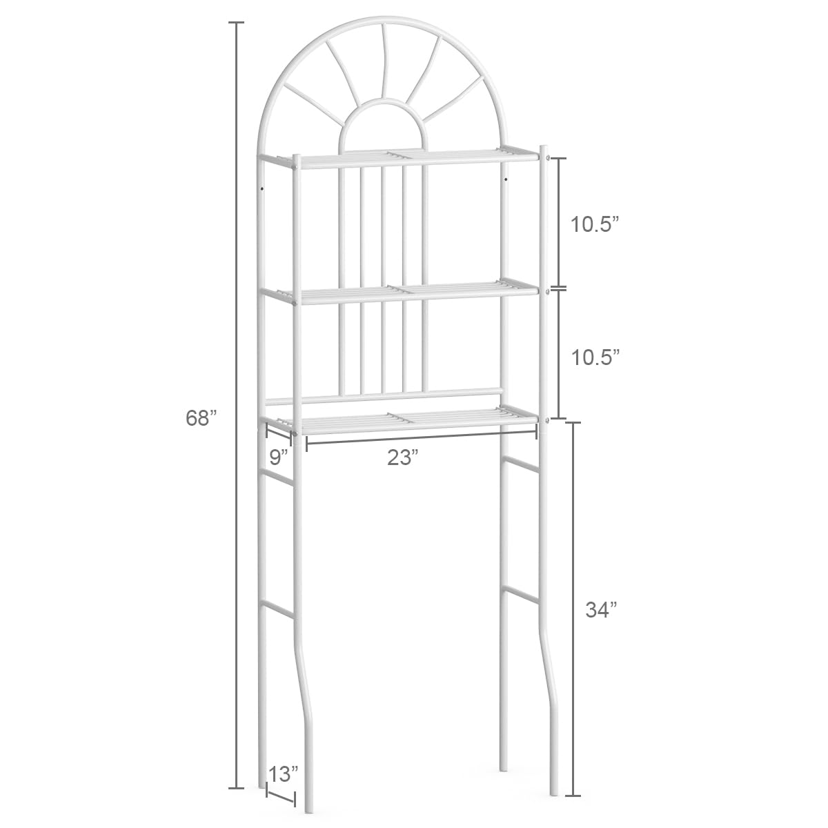 LDAILY Mocha Bathroom 3-Tier White Storage Rack - Over The Toilet Space Saver with No-Drill Installation, Multi-Layer Shelf for Bathroom Essentials, Books & Plants - Perfect for Small Bathrooms, Apartments & Dorm Rooms