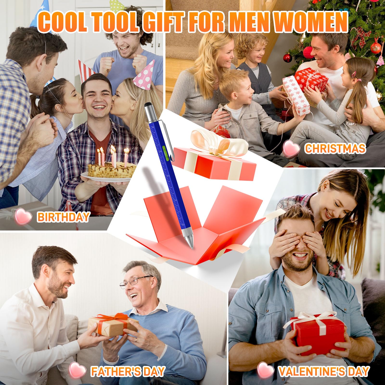 Huhoo Multi-Tech Pen Gift Set for Men & Women - Cool Gadget Tool with Personalization - Perfect for Dad, Him, or Her - Funny & Unique Present for Christmas, Father's Day, Valentine's or Birthday - Great for Office, School, Travel & Everyday Use