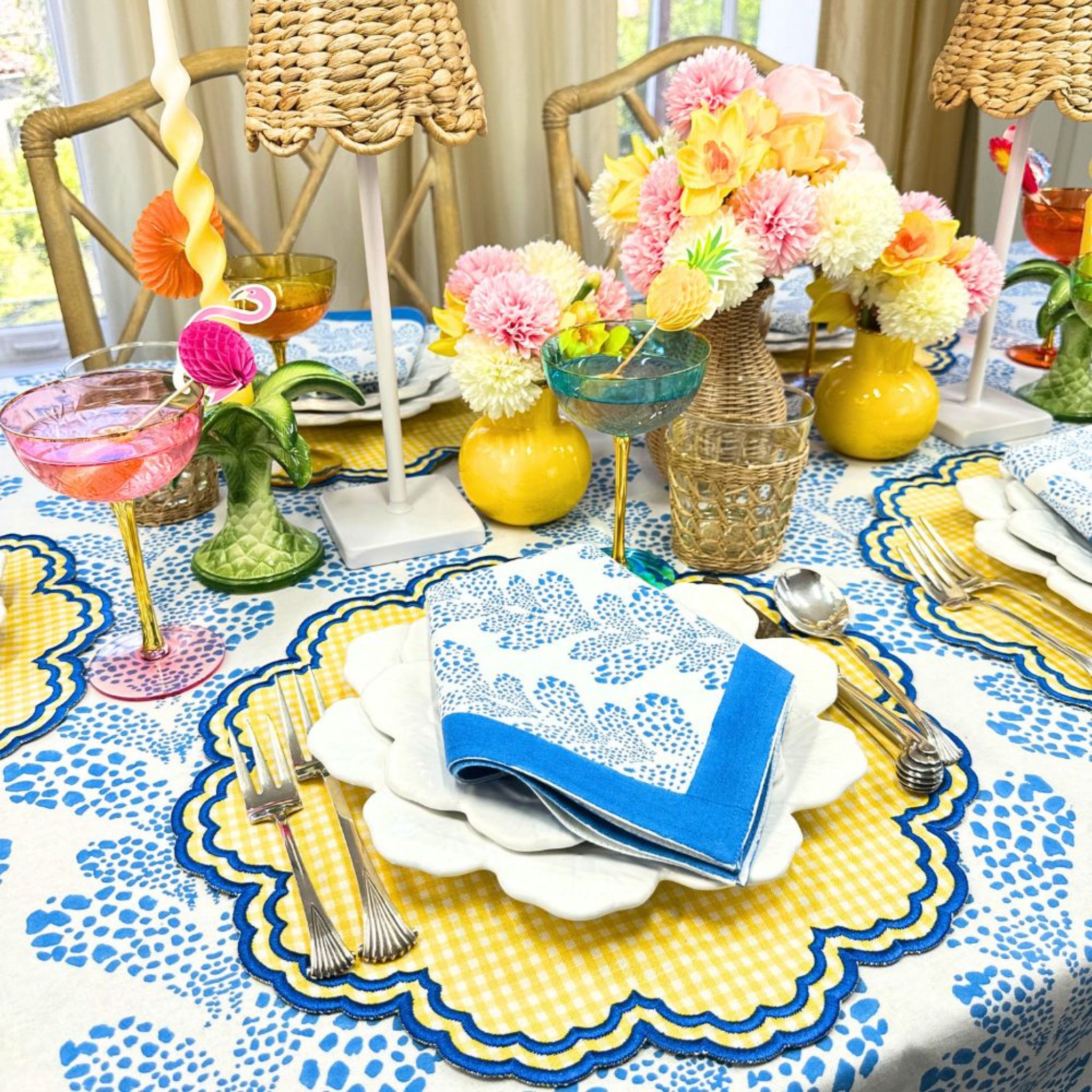 Premium Cabana Blue Kelli Tablecloth – Waterproof & Wrinkle-Resistant Polyester Fabric – Perfect for Outdoor Dining, Picnics, and Party Decor