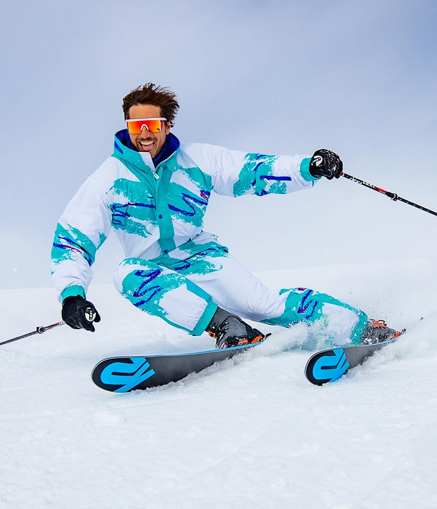Retro Snow Suits for Men - Warm & Stylish One-Piece Ski Suit | Tipsy Elves Winter Wear - Perfect for Skiing, Snowboarding & Cold Weather Adventures