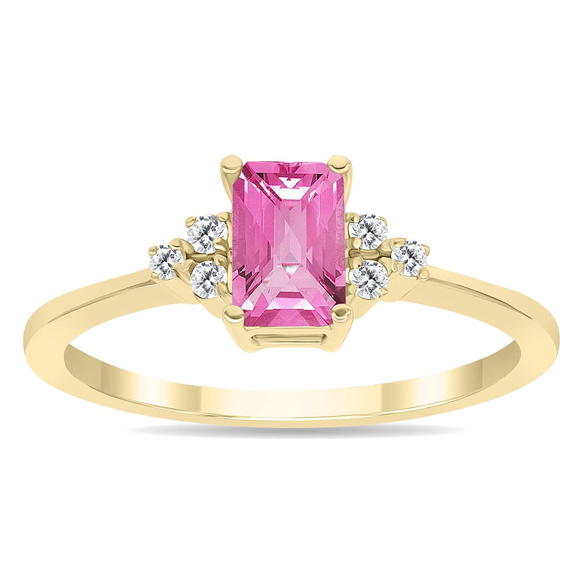 10K Yellow Gold Gemstone & Diamond Ring - Emerald, Sapphire, Blue Topaz, Amethyst | Elegant Wedding, Engagement & Anniversary Jewelry Gift for Women