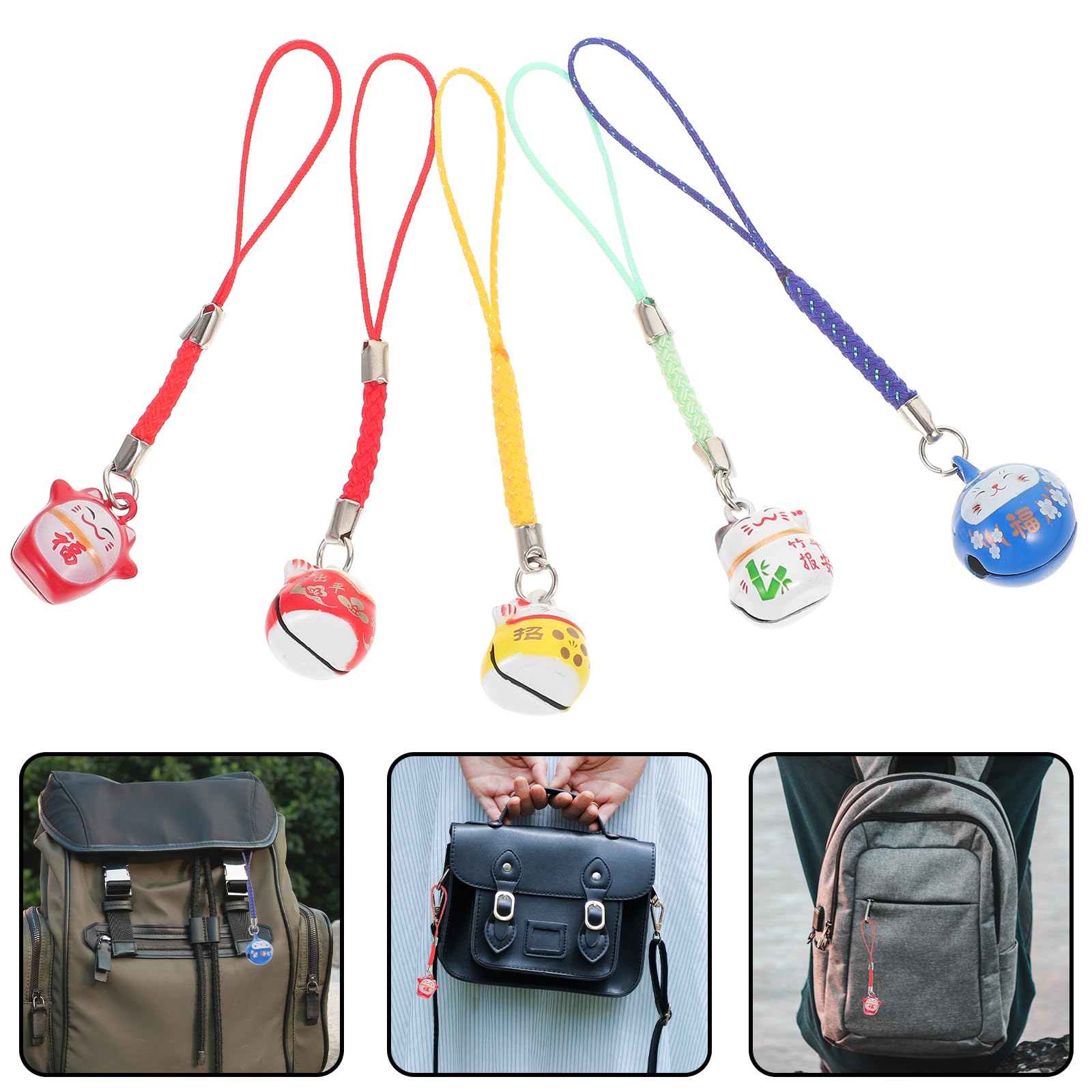 Lucky Cat Phone Charm Strap - Feng Shui Fortune Keychain for Phone Accessories, Cute Kawaii Cellphone Decor (Perfect for Gift, Purse & Backpack Accessory)