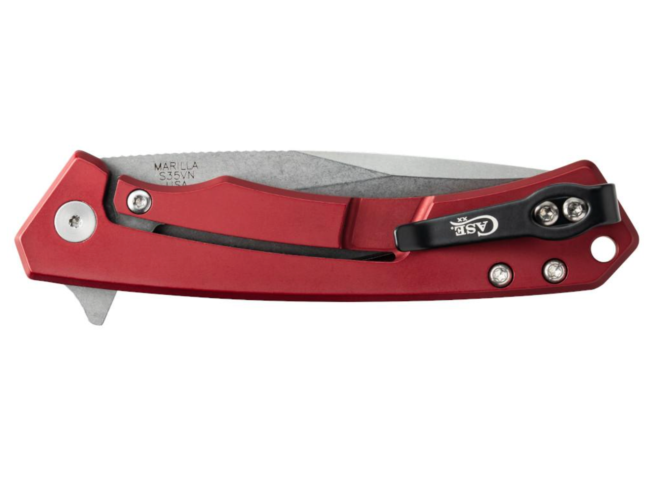Premium RED Anodized Aluminum Case with Black G10 Inlay - Marilla S35VN Flipper Knife (CASE25881) | EDC, Outdoor Survival, Camping & Tactical Gear