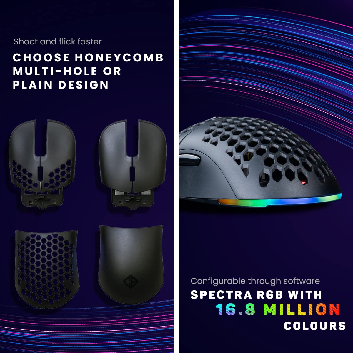 Cosmic Byte Unisex Kilonova 3370IC PRO X-Light Wired Gaming Mouse - 16000 DPI, 7 Buttons, RGB Lighting - Perfect for FPS, MOBA & Esports Gaming (Black)