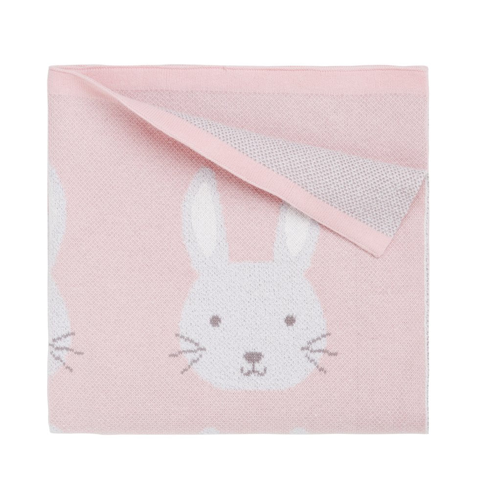 Cozy Pink Bunny Knit Blanket - Soft Fluffy Throw Blanket for Kids & Adults - Perfect for Nursery, Bedroom, Living Room & Gift Giving
