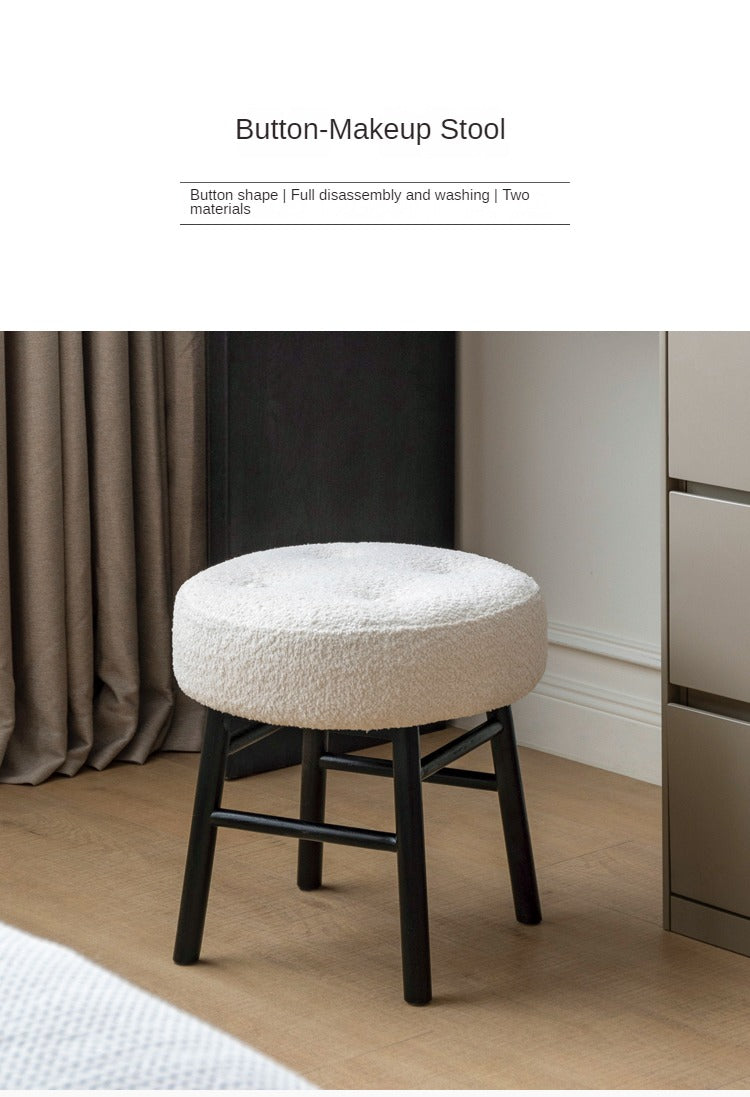 Premium Oak Solid Wood Makeup Stool - Scandinavian Light Luxury Vanity Bench with Backrest, Perfect for Dressing Table, Bedroom & Bathroom Decor