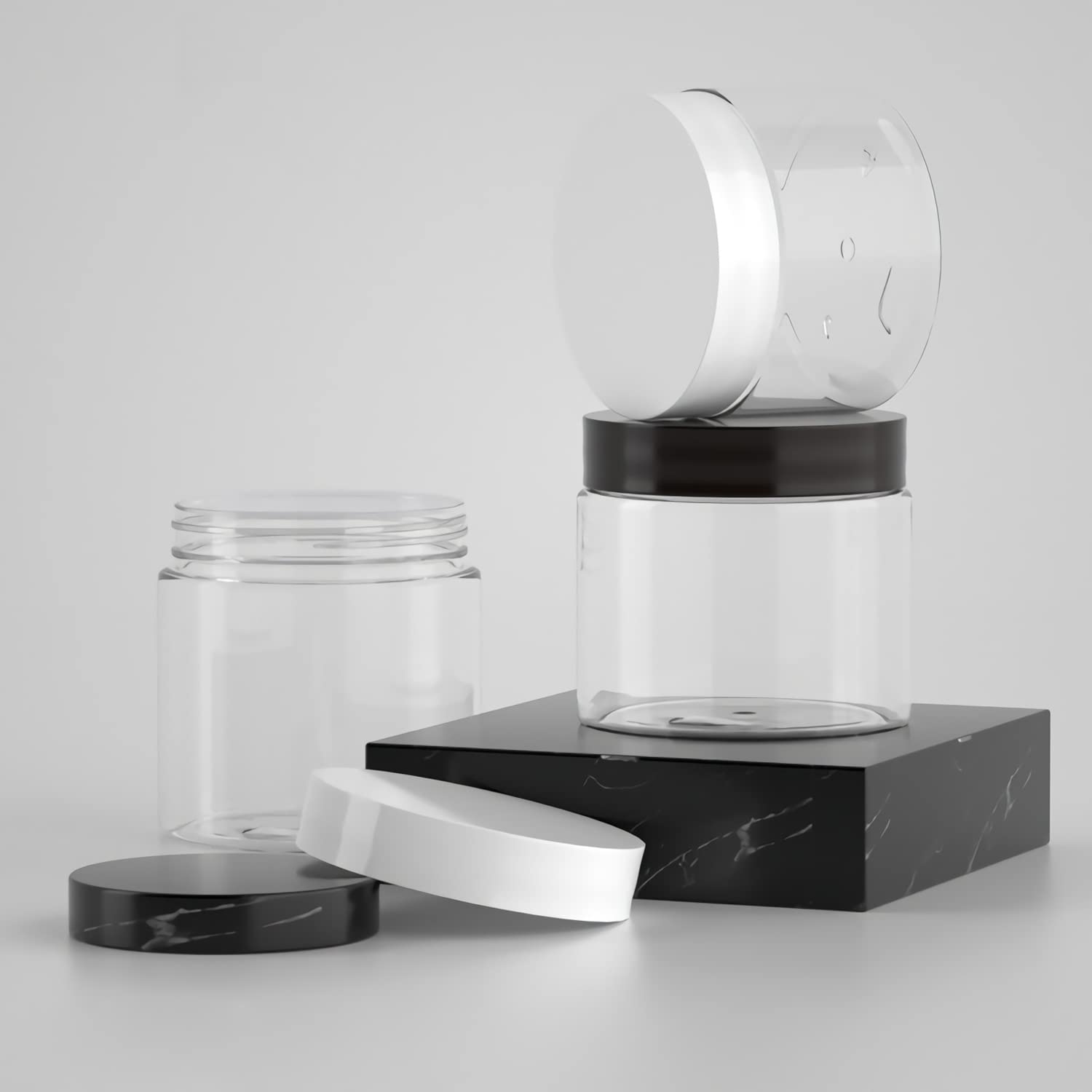 12 Pack 50ml Clear Plastic Cream Jars with Black Lids - Airtight Cosmetic Containers for Makeup, Skincare, Face Cream & Travel Toiletries | Perfect for DIY Beauty Products, Salons & Home Use