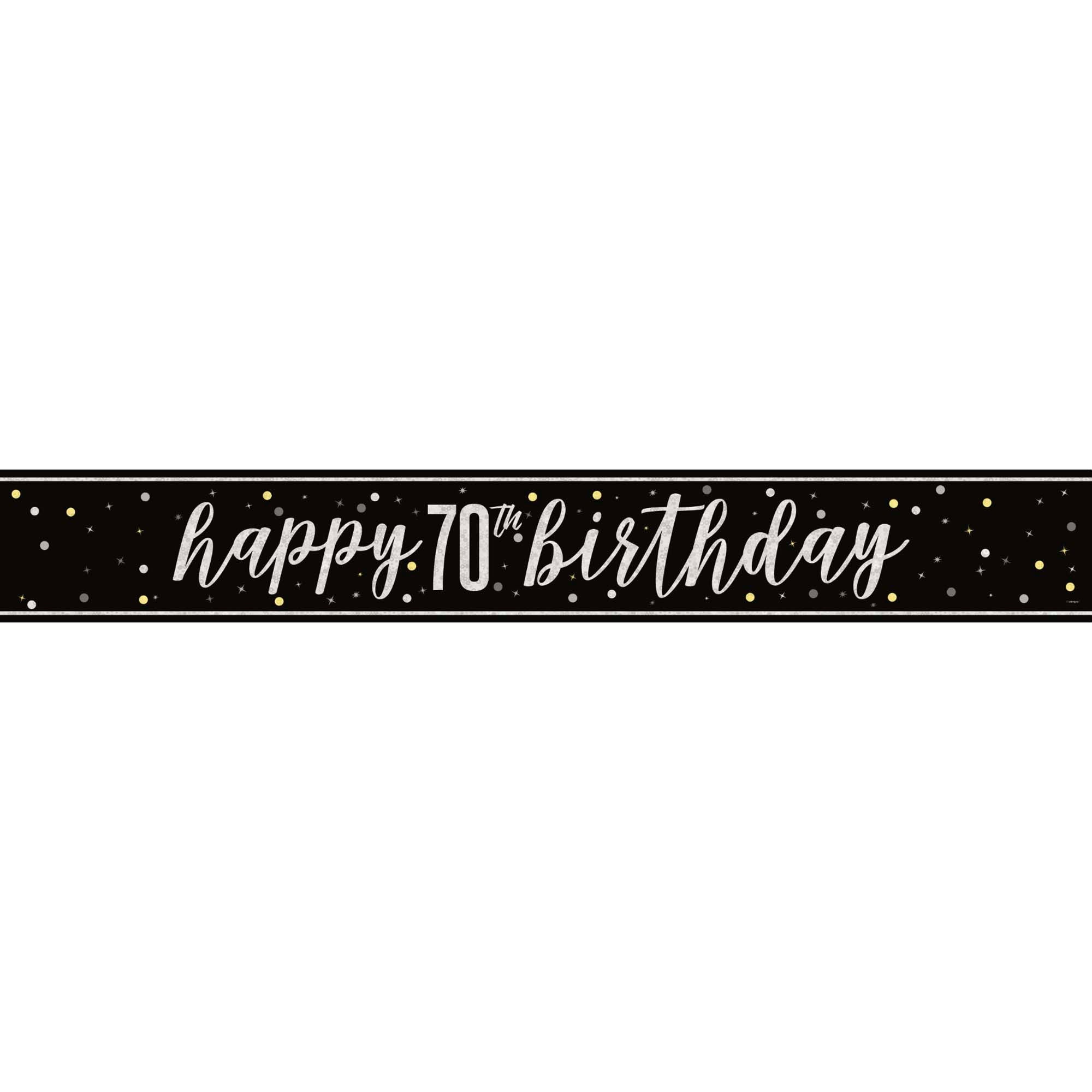 Black and Silver 70th Birthday Party Banner - 1 Count | Premium Decoration for Milestone Celebrations, Anniversaries & Special Events