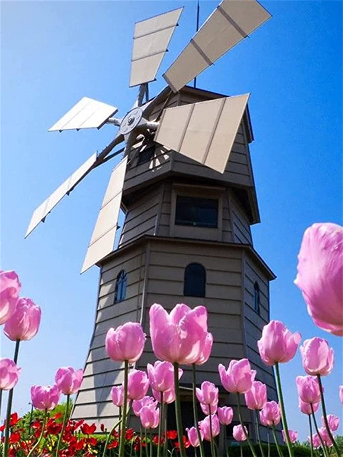 5D DIY Diamond Painting Kit - Tulip Flower Pinwheel (12x16 Inch) Full Drill Diamond Art for Kids & Adults, Round Drill Cross Stitch Craft, Wall Decor Home Art (30x40cm) - Perfect for Relaxation, Gift Giving & Home Decoration