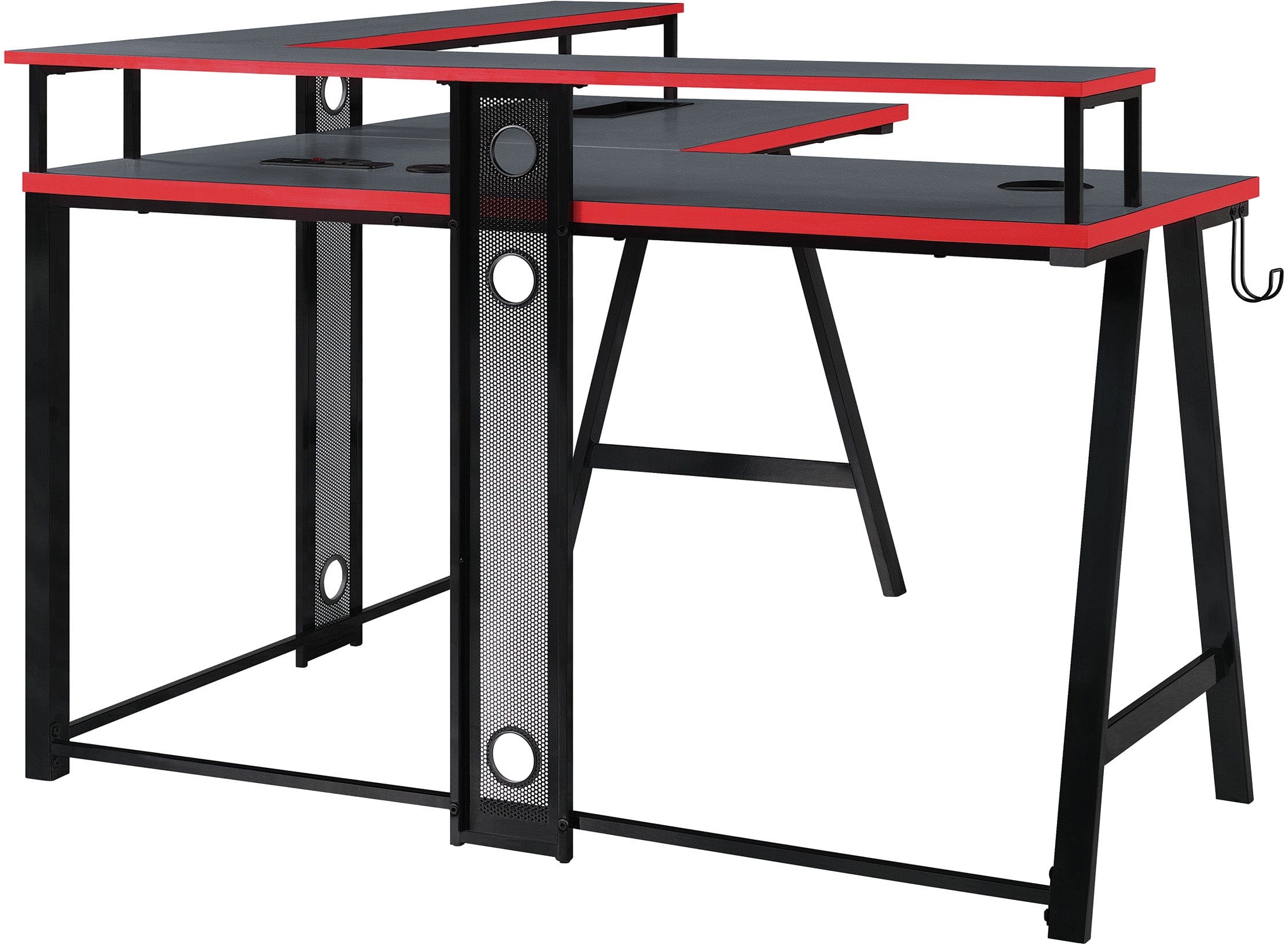 Office Star Disruptor L-Shaped Gaming Desk [DSR5454GLD] - Ergonomic Computer Workstation for Home Office & Gaming Setup with LED Lights