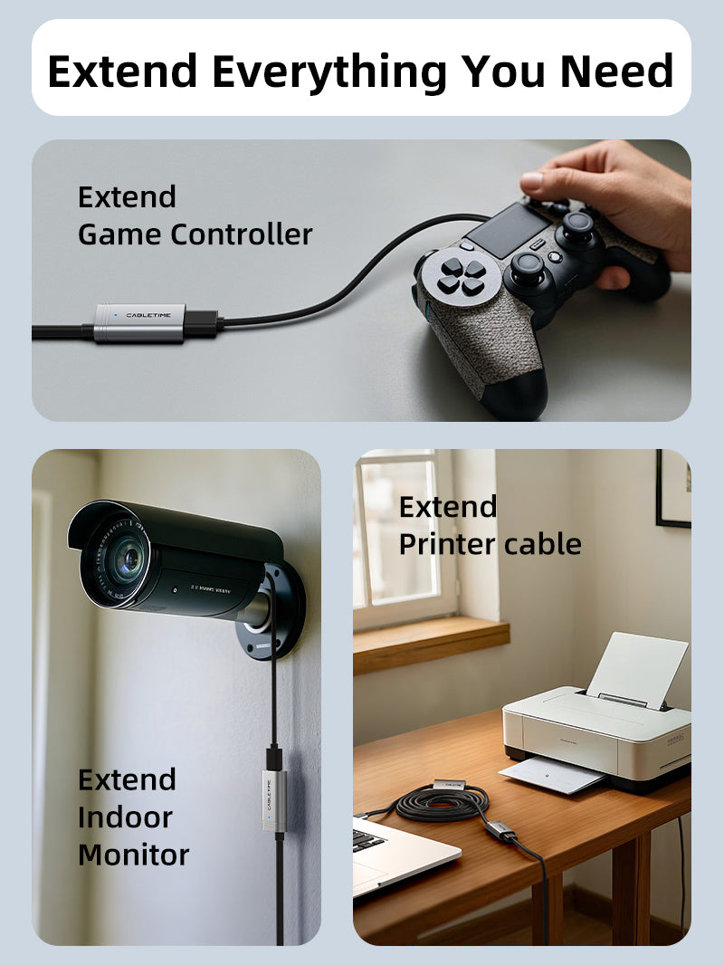 High-Speed USB 3.0 Active Extension Cable (5m/10m/15m/20m) - Male to Female with Signal Booster - Perfect for Gaming, VR, CCTV & Long-Distance Data Transfer