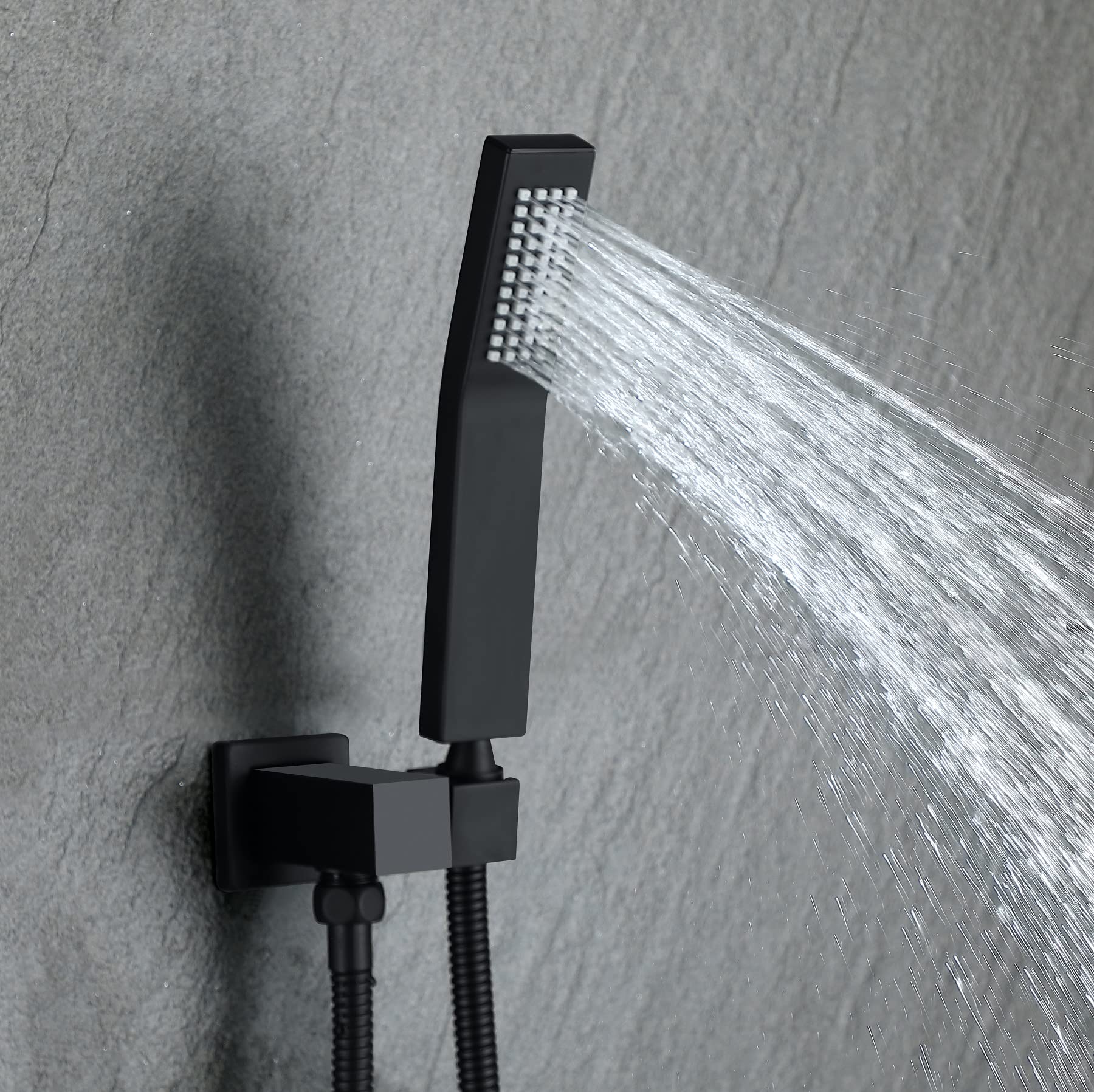 Premium Matte Black Bathtub Shower System - 10 Inch Rainfall Shower Head & Handheld Spray Combo with Rough-in Valve & Trim Kit | Modern Bathroom Upgrade for Spa-Like Experience