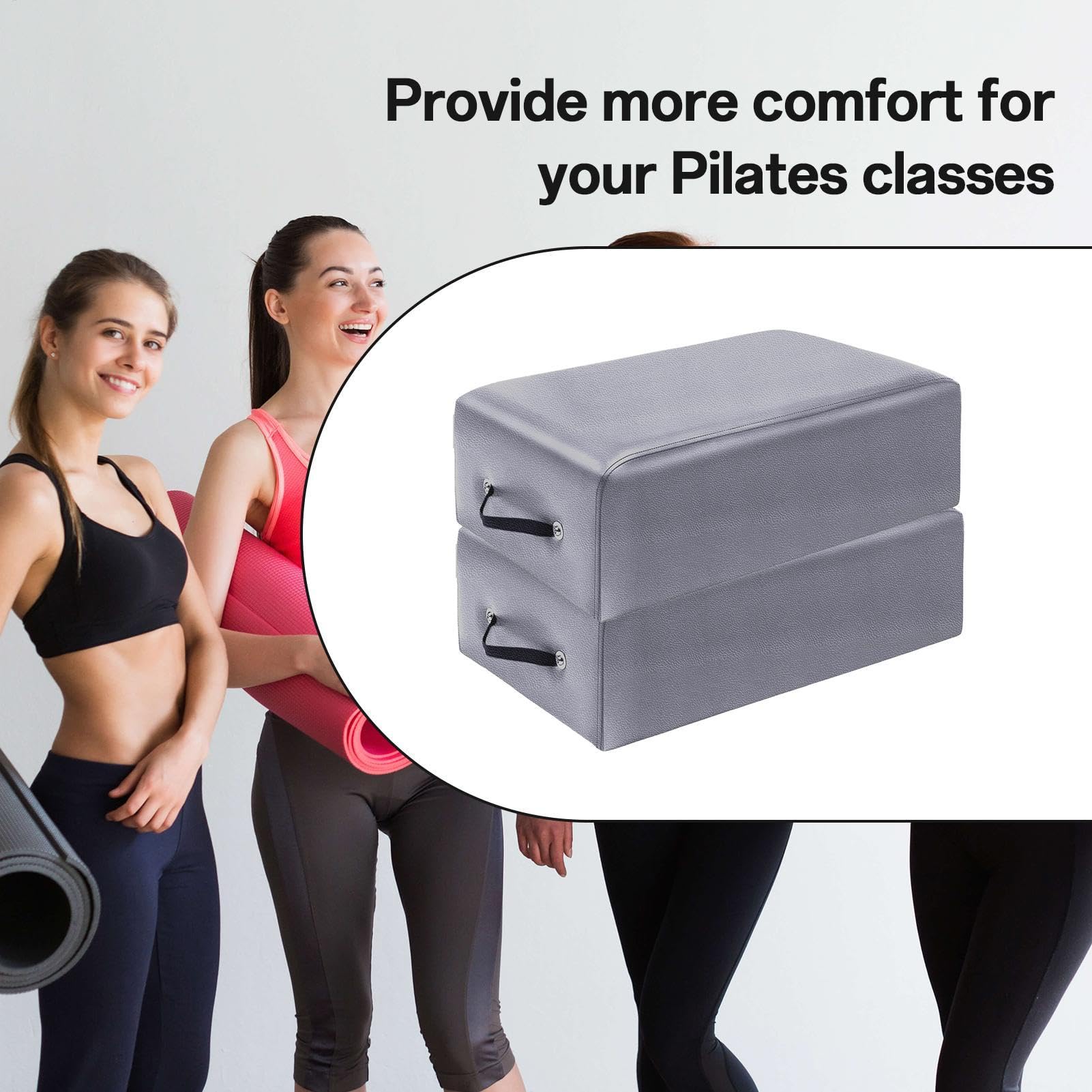 Foldable Pilates Reformer Box 25.6x16.5x7.9 Inches - Premium PU & Wood Pilates Sitting Box for Strength, Stretching & Balance Exercises | Portable Home Gym Equipment for Pilates Reformers (Black/Grey) | Perfect for Home Workouts, Studio Training & Physical Therapy