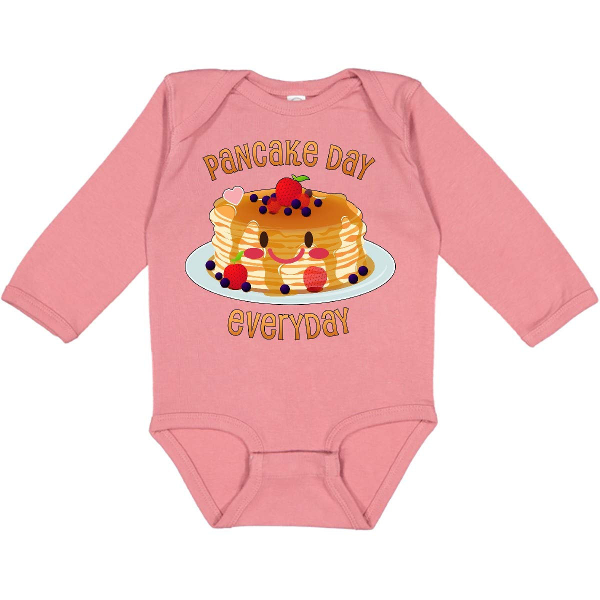 Smiling Stack of Pancakes Long Sleeve Baby Bodysuit - Cute & Comfortable Infant Outfit for Pancake Day, Breakfast Lovers & Everyday Wear
