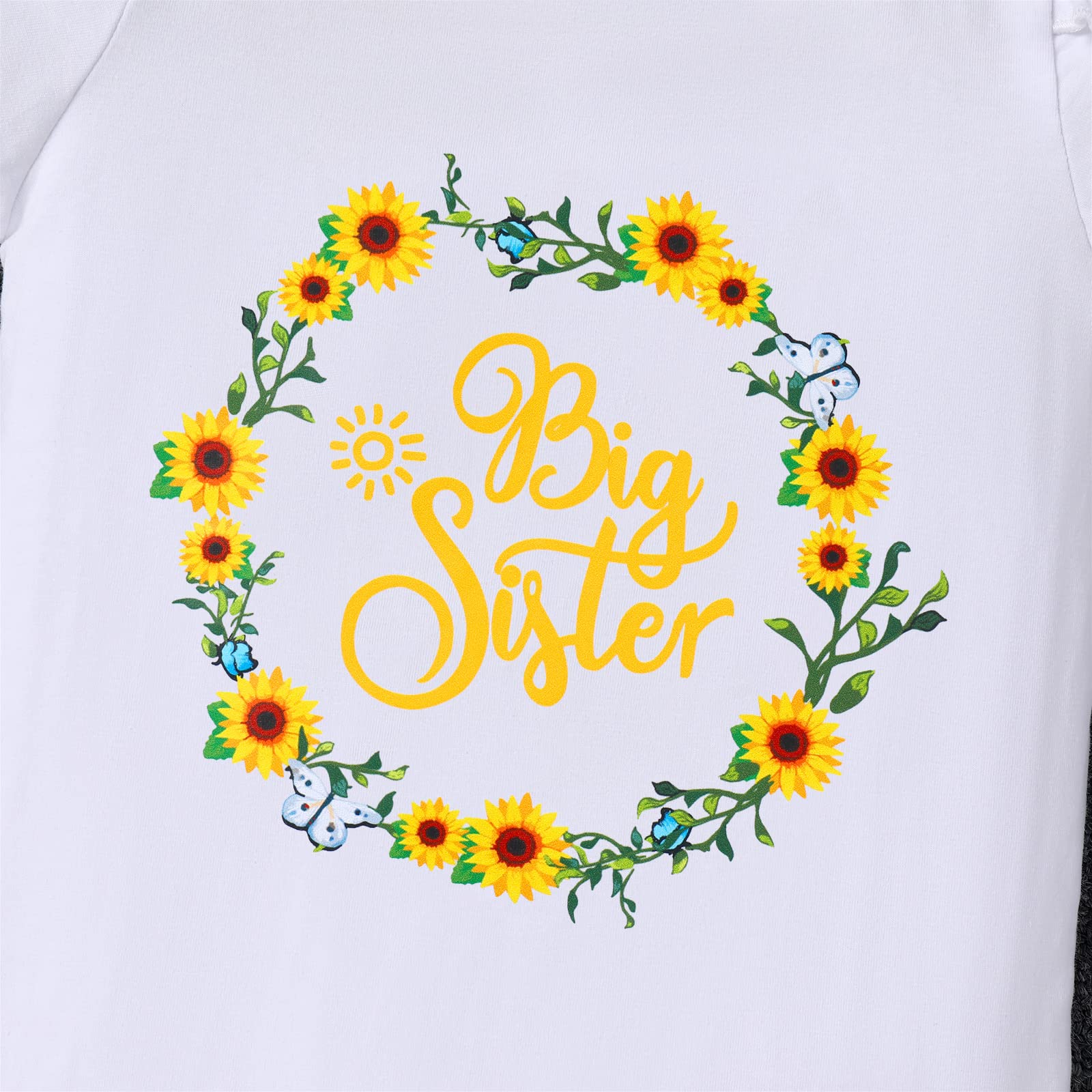 Big Sister Little Sister Matching Outfits for Toddler & Baby Girls - 3PCS Short Sleeve Top, Romper Skirt & Headband Set - Cute Sibling Coordinating Clothes for Family Photos, Birthday Parties & Special Occasions