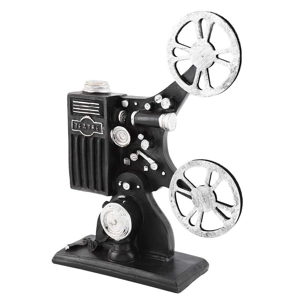 Vintage Style Resin Film Projector Model - Black Mini Movie Projector Figurine for Home Theater Decor, Photography Props & Vintage Collectibles | Perfect for Film Enthusiasts, Home Theater Setup and Retro Themed Parties