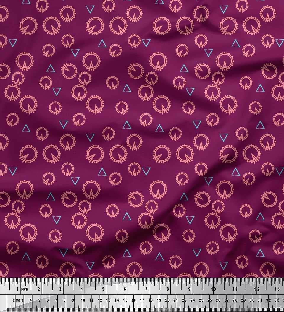 Soimoi Japanese Crepe Pink Fabric by The Yard - 42 Inch Wide - Triangle & London Eye Monuments Printed Shirting Fabric - Urban Elegance for Dresses, Blouses & Home Decor