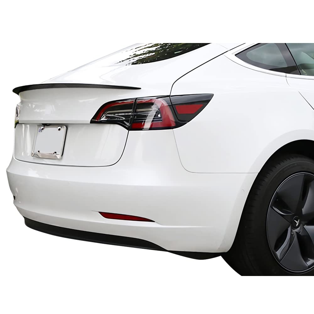 FREEMOTOR802 Real Matte Carbon Fiber Trunk Spoiler for 2017-2023 Tesla Model 3 - OE Style Sporty Rear Deck Lid Spoiler Wing with Tail Trunk Lip - Perfect for Car Enthusiasts & Performance Upgrades
