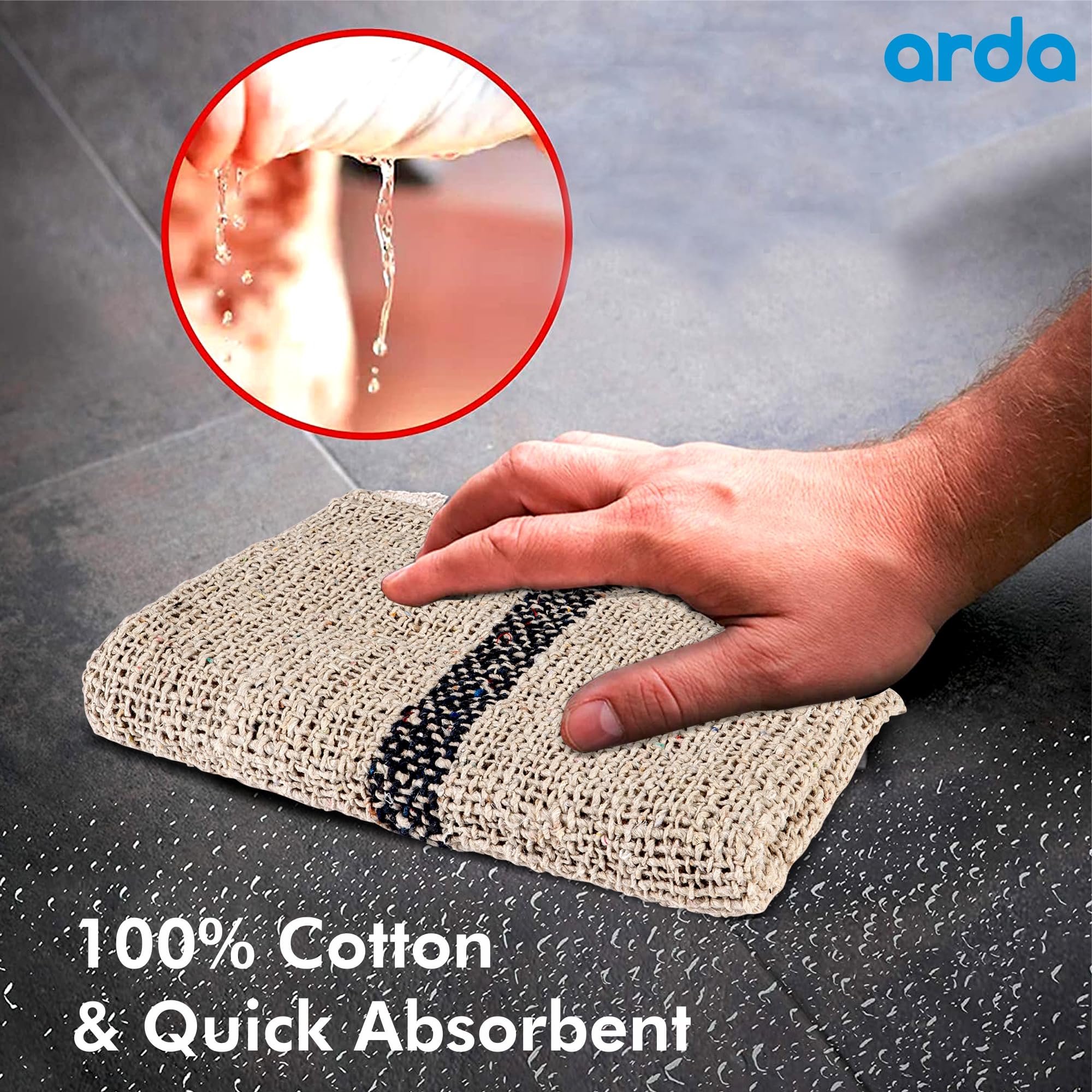 Arda Cotton Floor Cleaning Pocha - Reusable & Washable 28x28 Inch Large Mop Cloth (Pack of 2) - Perfect for Hardwood Floors, Tile, and Kitchen Cleaning