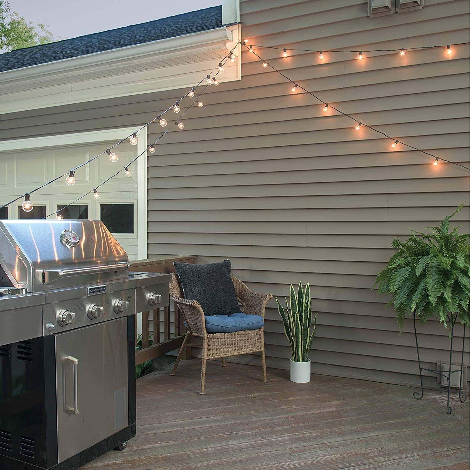 Beams 1W G40 Globe LED Bulbs - 25ft Weatherproof Indoor/Outdoor String Lights in Black | Perfect for Patio, Garden & Holiday Decorations