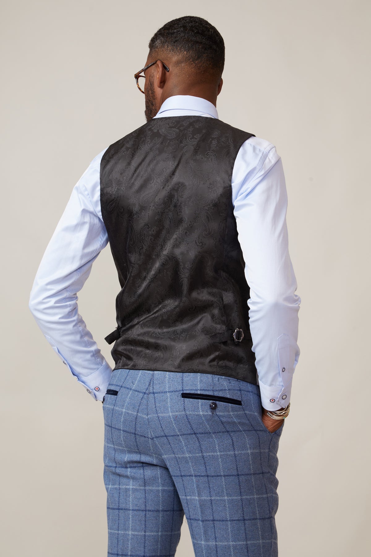 KELVIN Men's Silver Double Breasted Waistcoat Vest - Formal Business Attire & Wedding Suit Accessory
