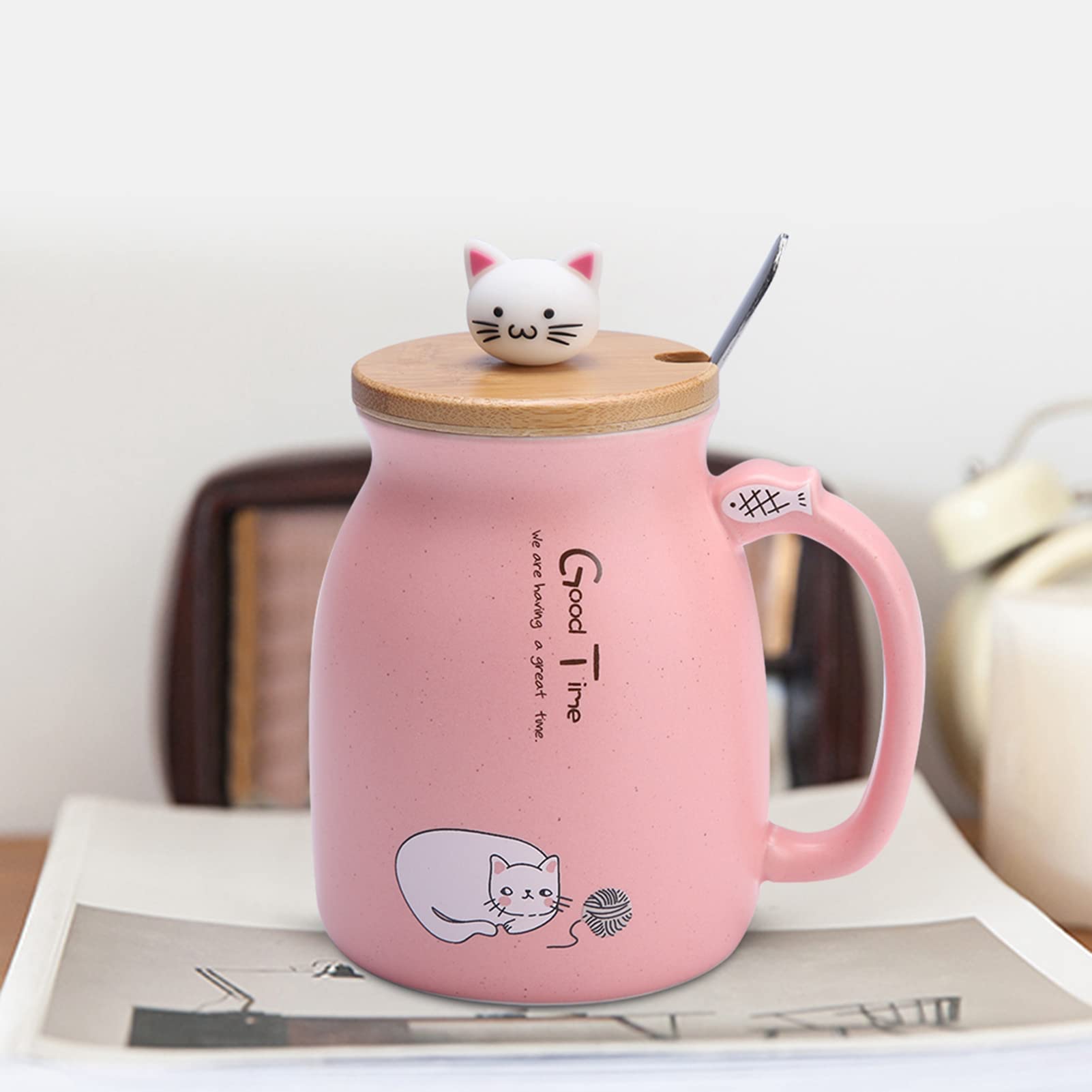 Elegant 420ml Rose Pink Coffee Mug with Lid & Spoon - Perfect for Tea, Milk, Beer & Hot Drinks - Ideal for Home, Office & Gifts