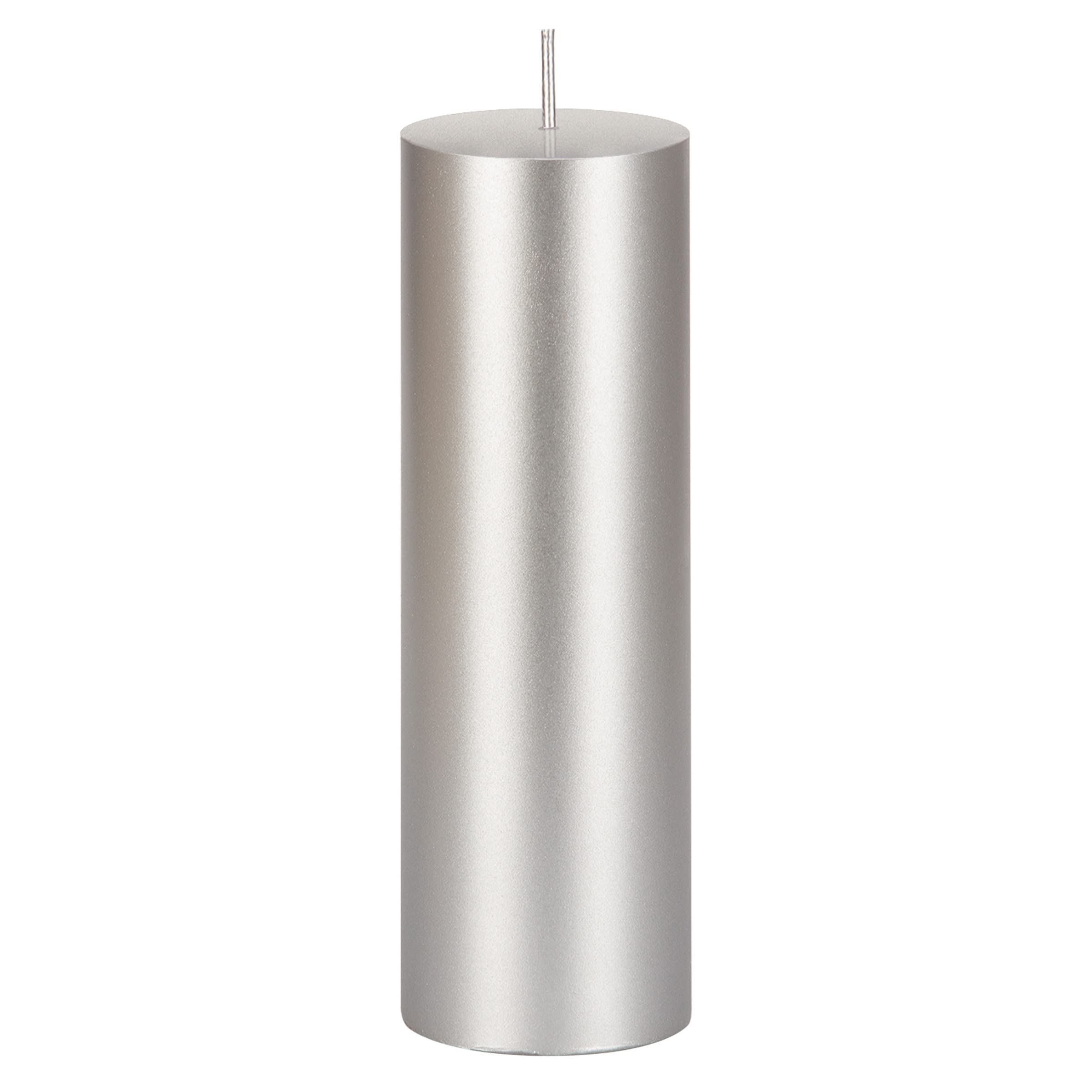 Premium Unscented Silver Pillar Candle - 2