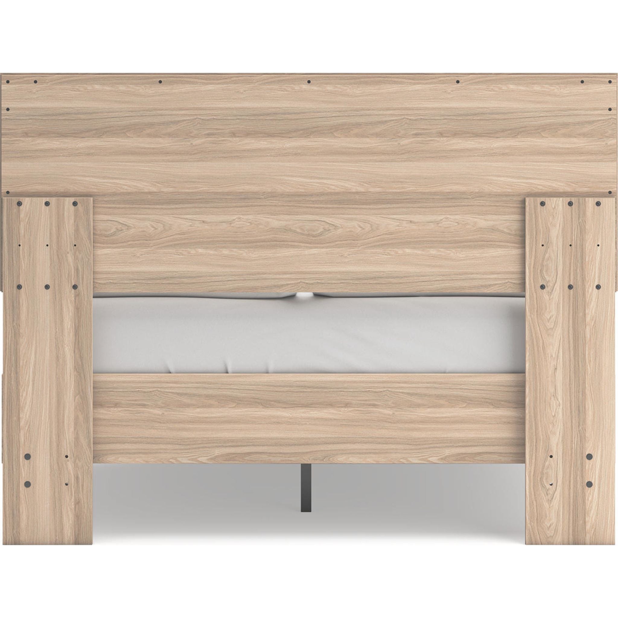 Battelle Full Platform Bed Frame in Tan - Modern Minimalist Wooden Bed with Sturdy Support for Bedroom, Guest Room, or Dorm