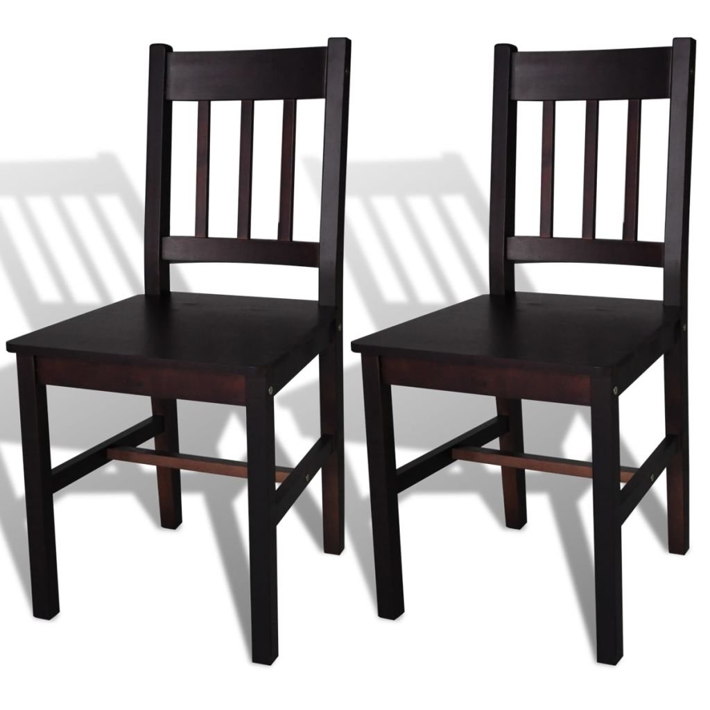 H.BETTER 2-Piece Brown Pinewood Dining Chairs Set - Sturdy Kitchen & Dining Room Chairs for Home, Restaurant, or Cafe Use