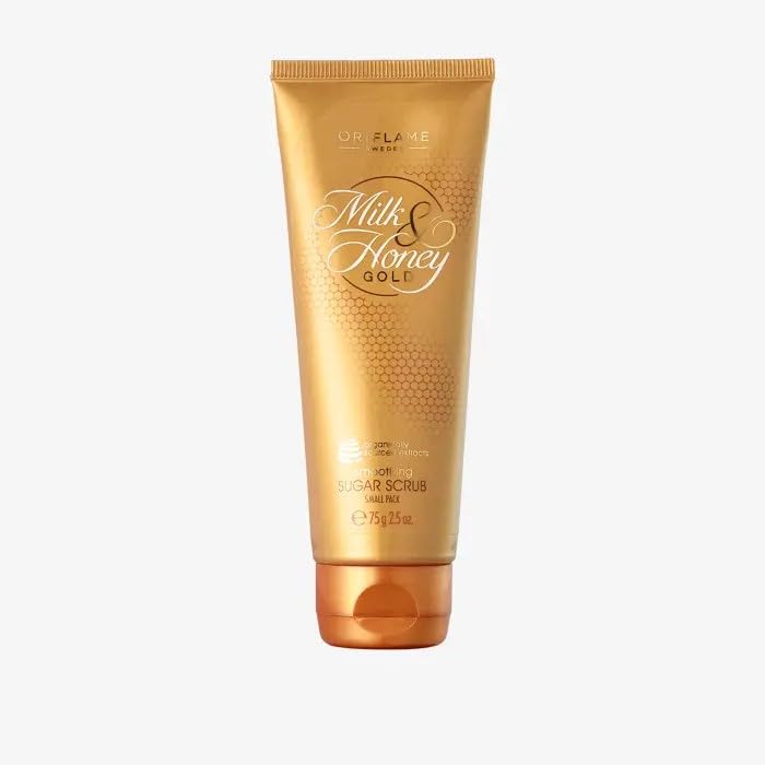 Oriflame Milk & Honey Gold Sugar Scrub - 75ml Exfoliating Body Scrub for Soft, Glowing Skin | Perfect for Dry Skin Care & Spa Day at Home