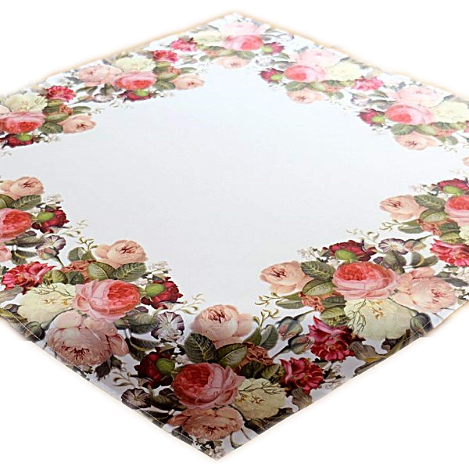 Raebel Rose Pattern Table Runner - 85 x 85 cm Elegant Floral Centerpiece for Dining Table, Wedding Decor, and Home Decoration