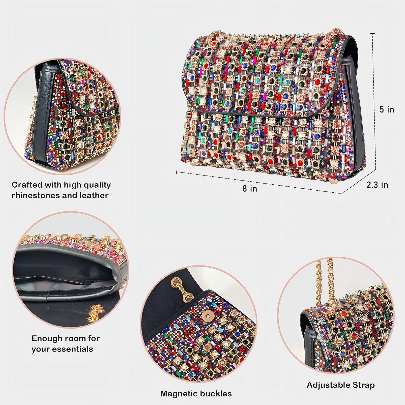Sparkling Rhinestone Evening Clutch Purse for Women - Elegant Wedding, Party & Prom Handbag | Perfect for Formal Events, Date Nights & Special Occasions