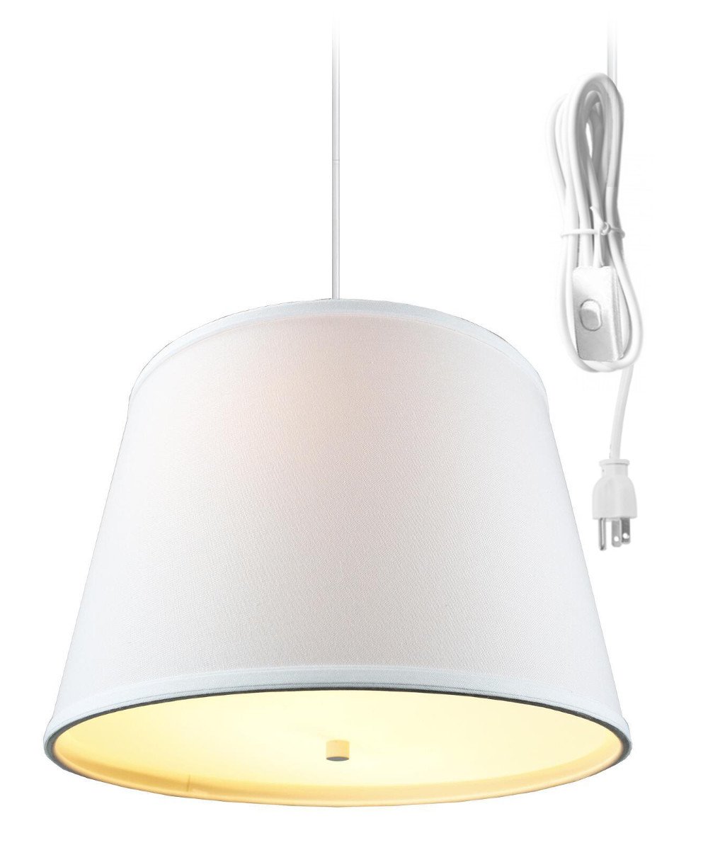 HomeConcept 2 Light Swag Plug-in Pendant Lighting Fixture - 16 Inch White Chandelier with Diffuser & White Cord - Perfect for Bedroom, Kitchen Island, Dining Room Decor