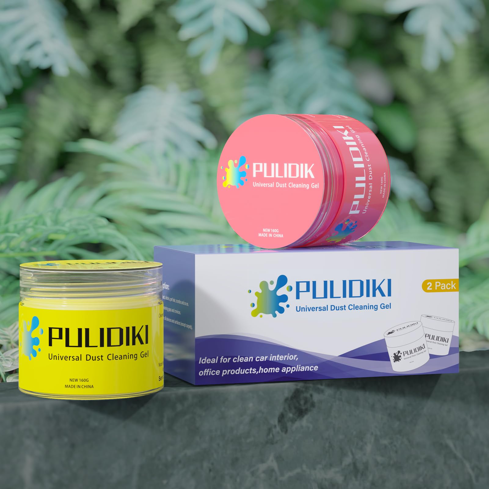 PULIDIKI Car Cleaning Gel Putty - 2 Pack Auto Detailing Slime for Interior, Keyboard & Hard-to-Reach Areas - Dust & Dirt Remover for Cars, Electronics, Vents (Yellow & Pink) - Perfect for Car Detailing, Home & Office Cleaning