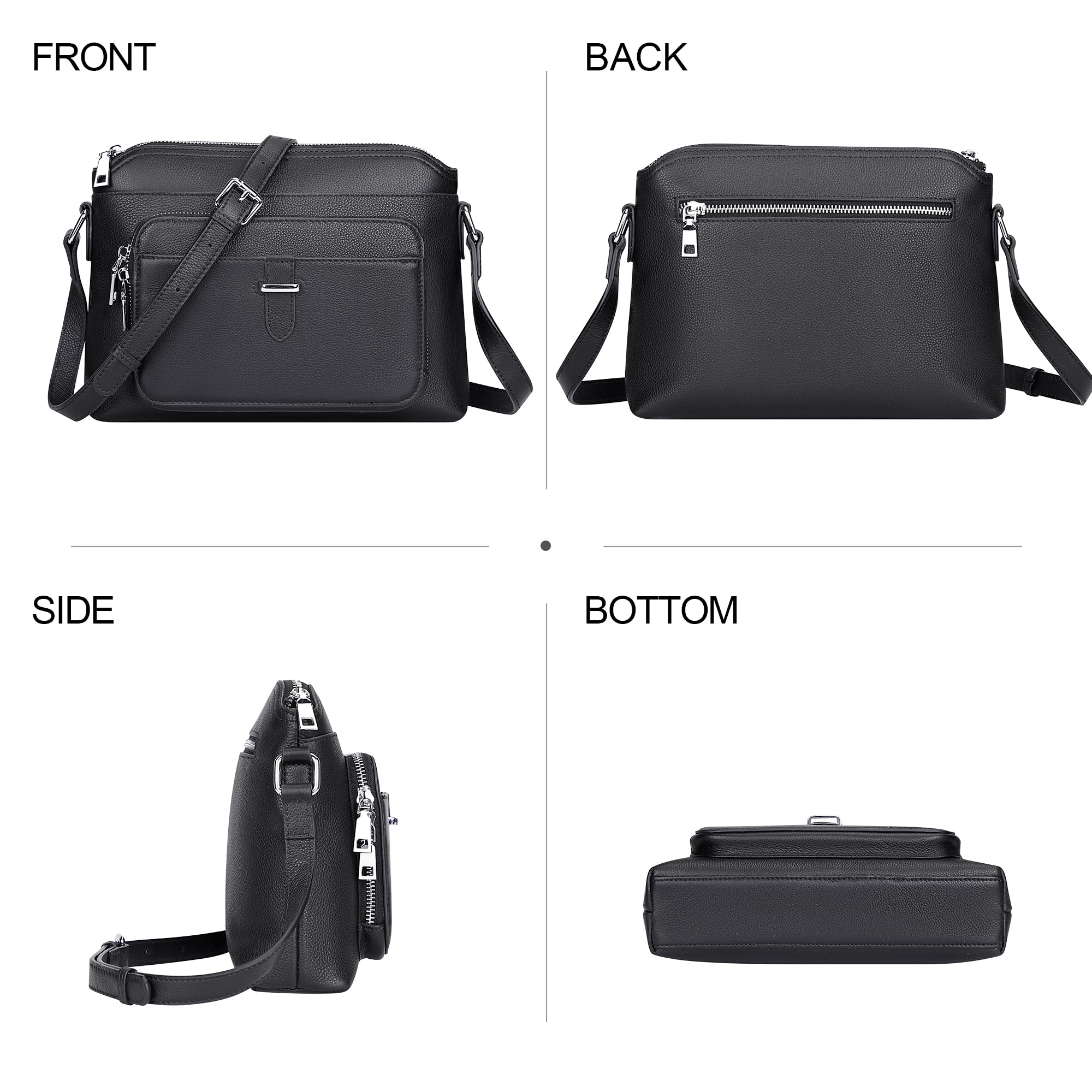 Genuine Leather Crossbody Bags for Women - Small Ladies Handbags & Purses with Card Slots - Stylish & Functional Everyday Carry for Work, Travel & Shopping
