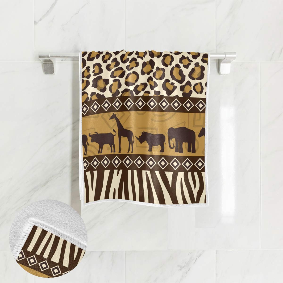 Senya Soft Hand Towels - Premium Absorbent Giraffe Print Bath Towels for Bathroom, Gym & Home Use | African Animal Theme Cotton Towels for Hand, Face & Kitchen