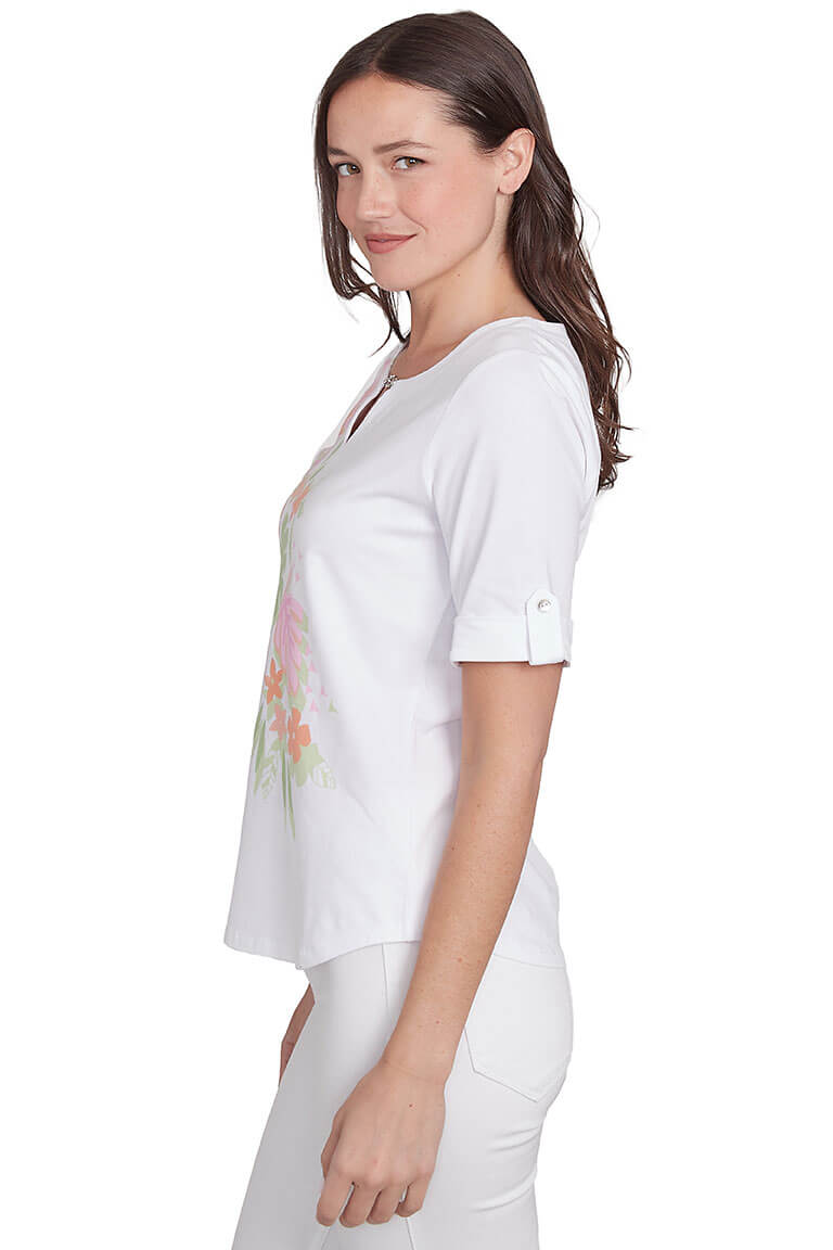 I Pink I Can Tropical Leaves Top - Stylish Floral Print Blouse for Women | Perfect for Summer Vacations, Beach Outings & Casual Wear