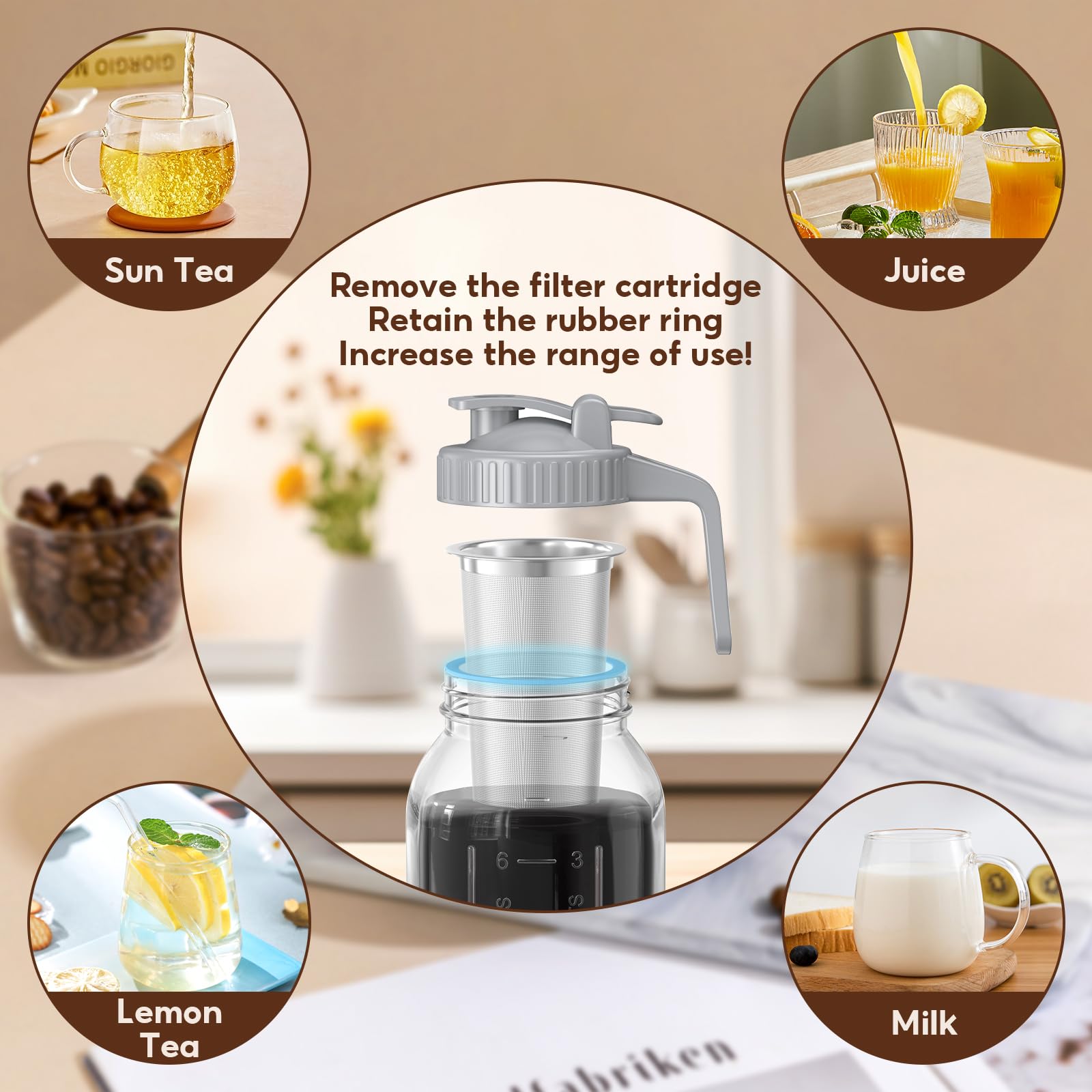 Premium Cold Brew Coffee Maker Set - 2 Pack 64oz Glass Jars with Stainless Steel Filter & Handle | Leak-Proof Iced Tea & Sun Tea Pitcher | Perfect for Home, Office & Outdoor Use