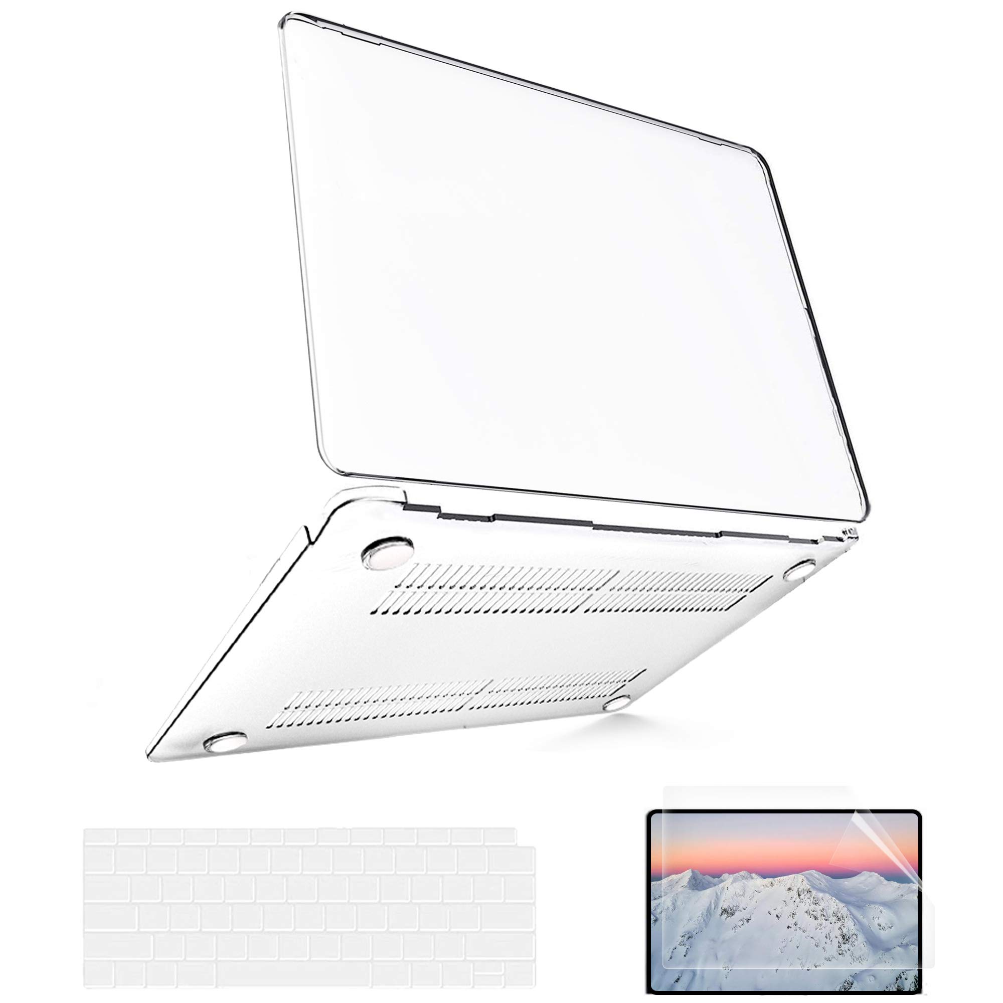 B BELK MacBook Air 13 Inch Case (M1/2020-2021/A2337/A2179/A1932) - Clear Hard Shell Cover with Touch ID Cutout + 2 Keyboard Protectors + Screen Protector | Compatible with MacBook Air 2018-2021 Models | Perfect for Work, Travel & School Protection