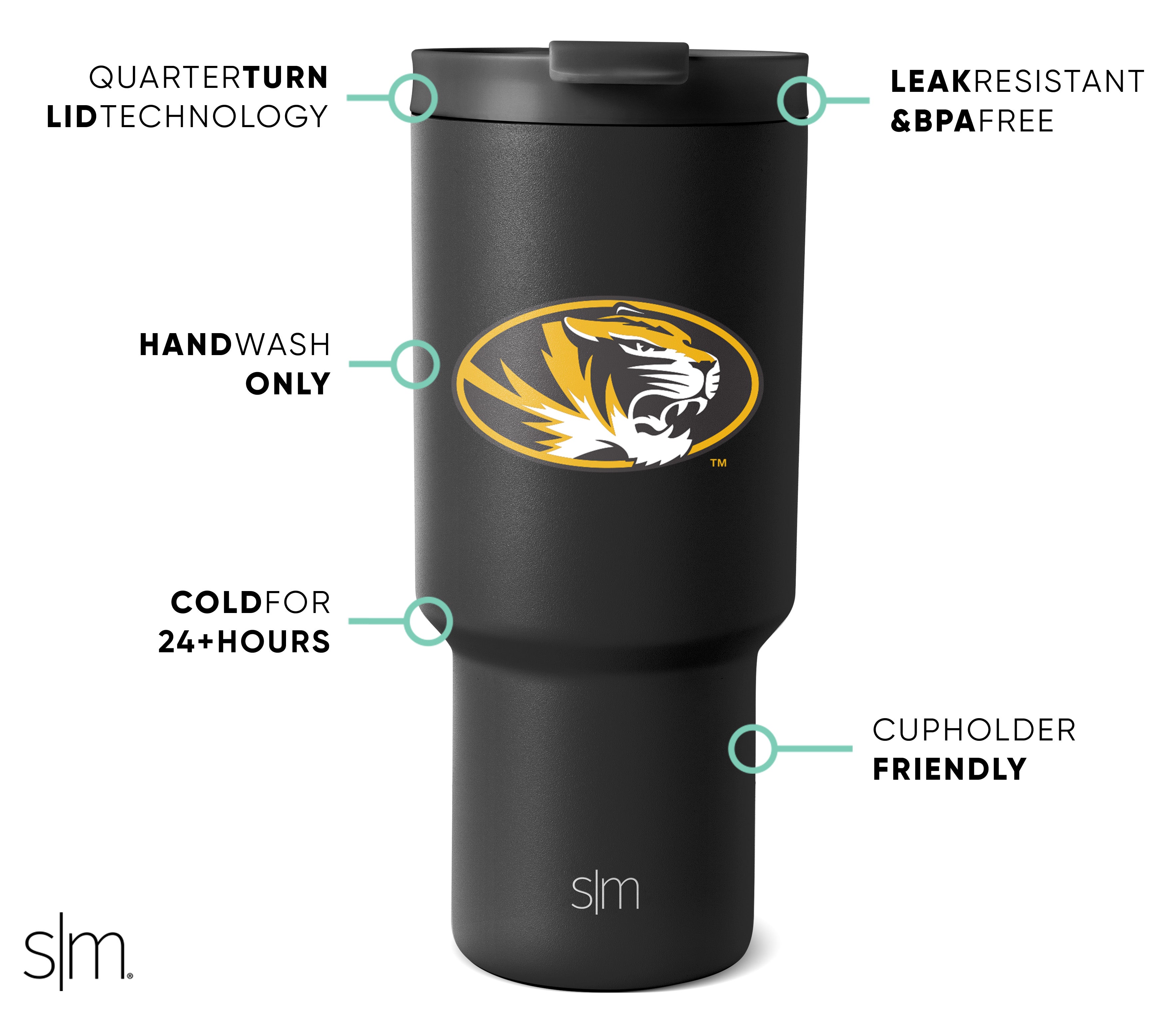 Insulated Stainless Steel Collegiate Trek Tumbler - 20oz Vacuum Flask with Lid & Straw - Leakproof Travel Mug for College Students, Hiking & Outdoor Adventures